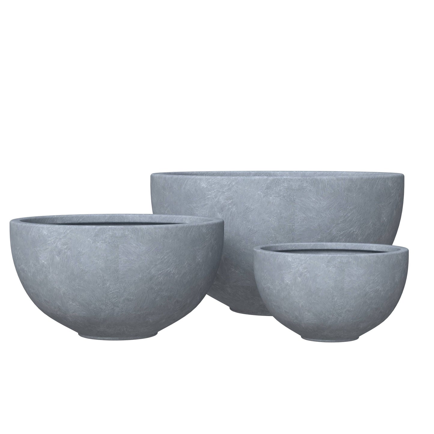 Iris Modern 3-Piece Round Planter Pot  Set in Fiberstone and Clay Weather Resistant Design