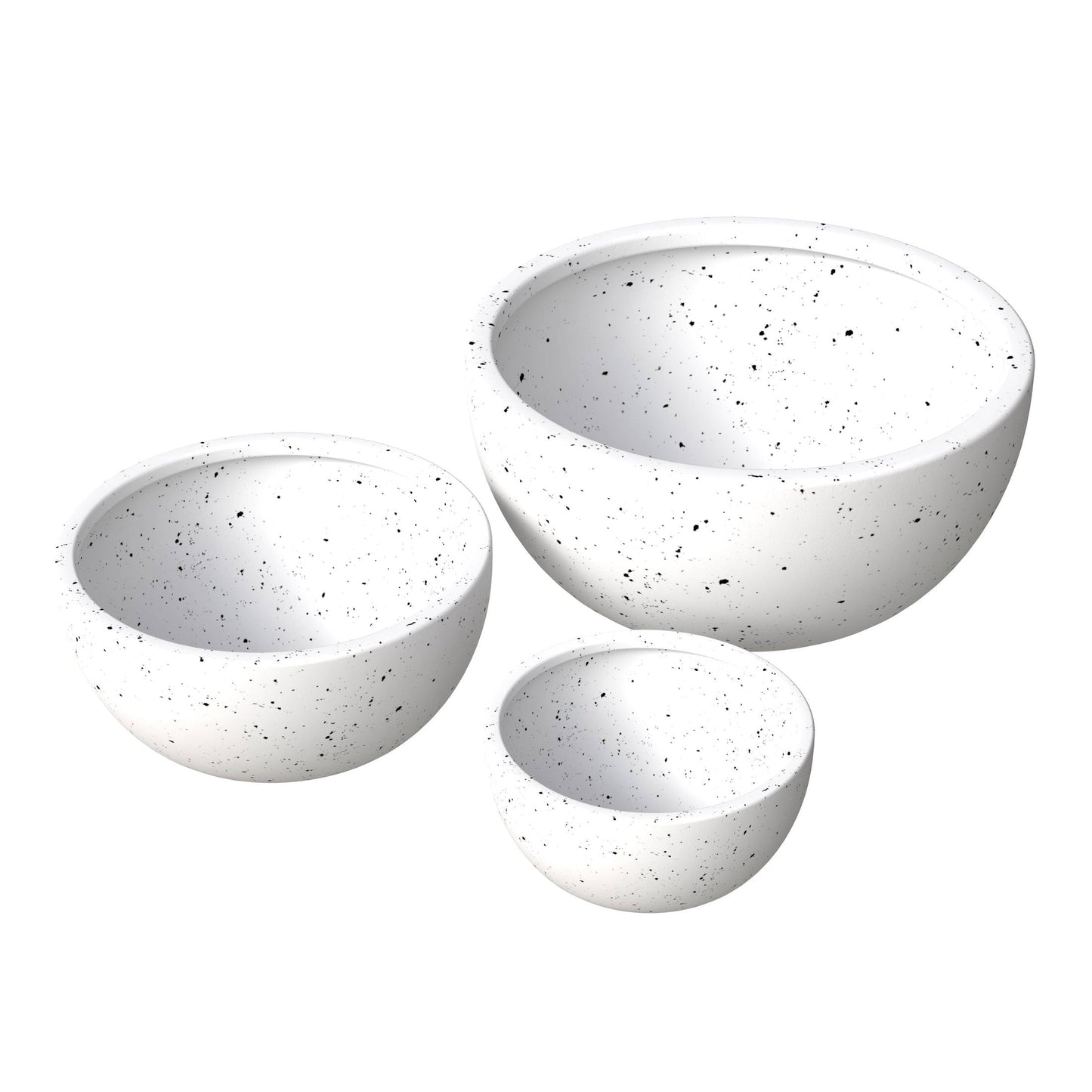 Iris Modern 3-Piece Round Planter Pot  Set in Fiberstone and Clay Weather Resistant Design