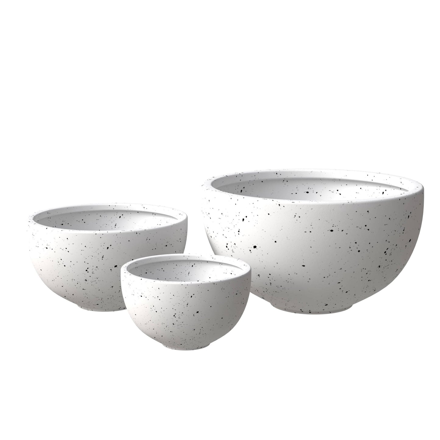 Iris Modern 3-Piece Round Planter Pot  Set in Fiberstone and Clay Weather Resistant Design