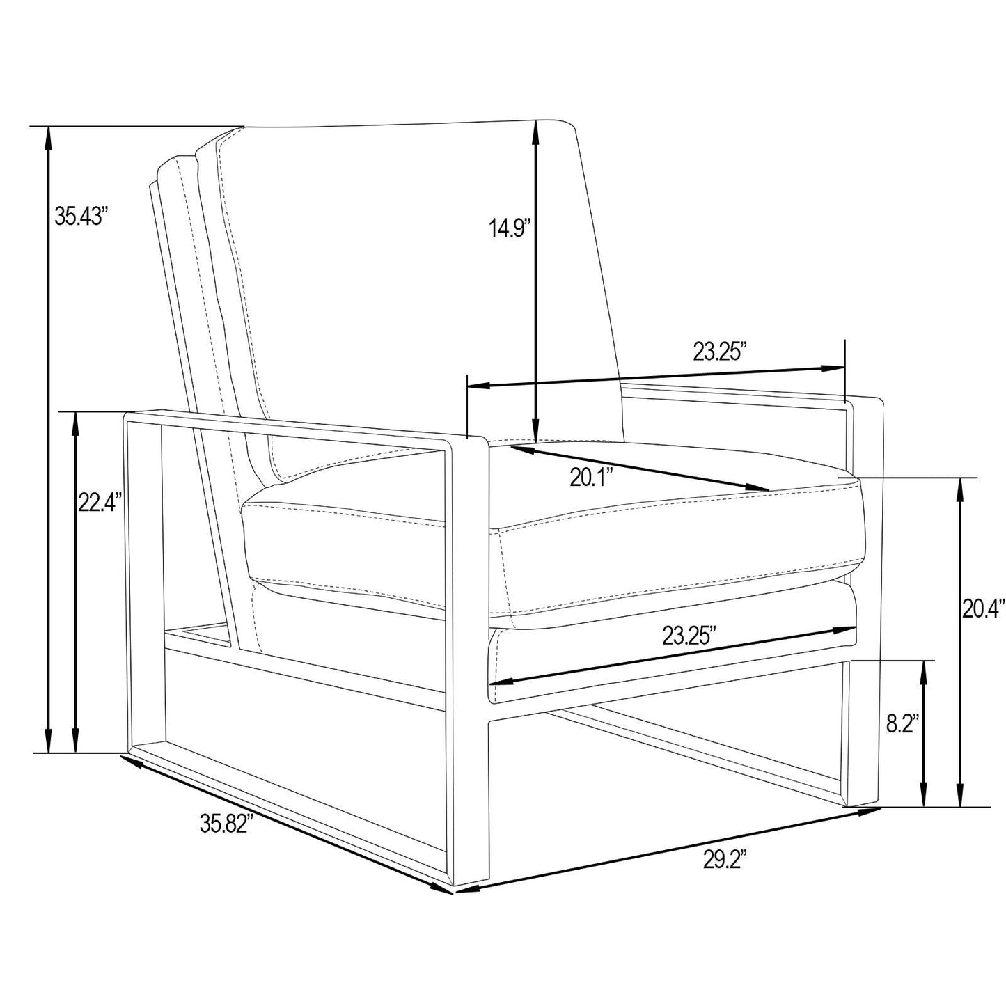 Jefferson 3-Piece Living Room Set with Leather Arm Chairs and Octagonal Coffee Table with Black Base