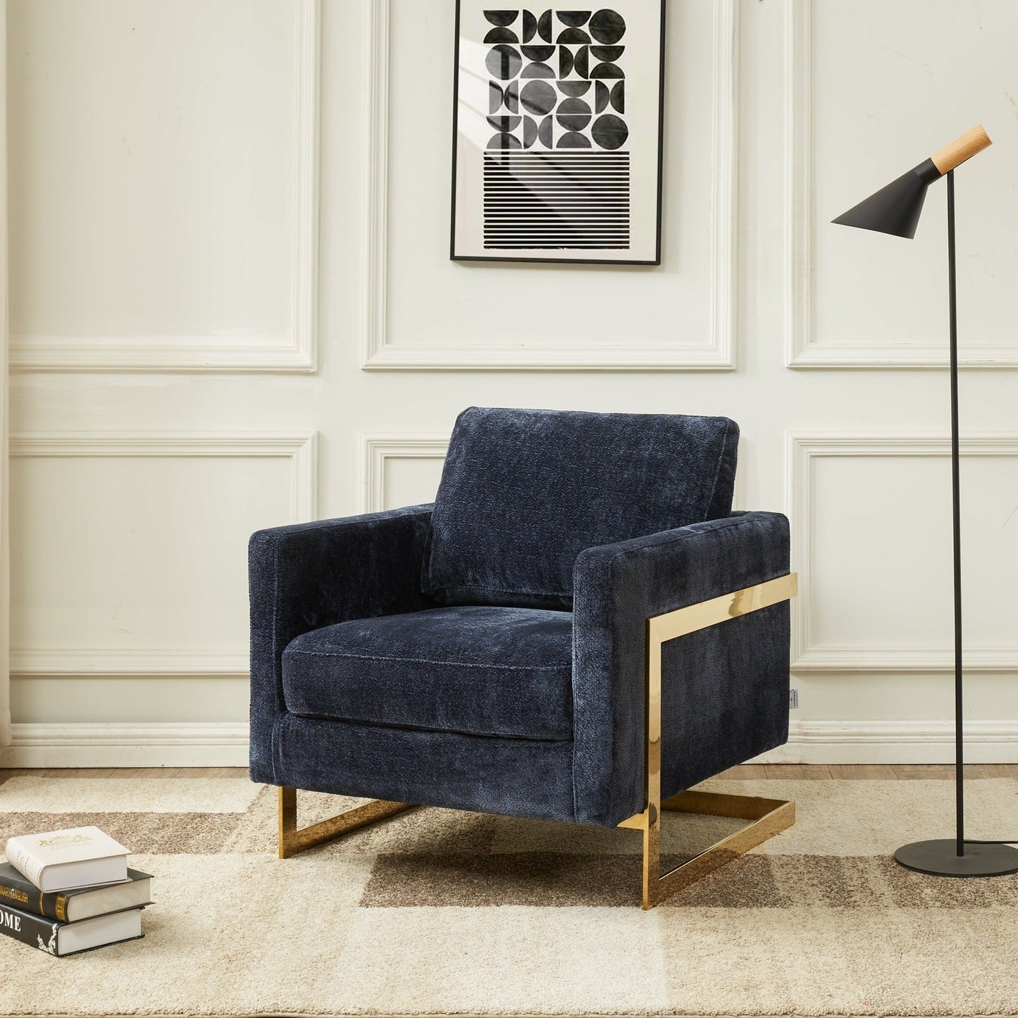 Lincoln Modern Upholstered Accent Armchair With Gold/Black Metal Frame