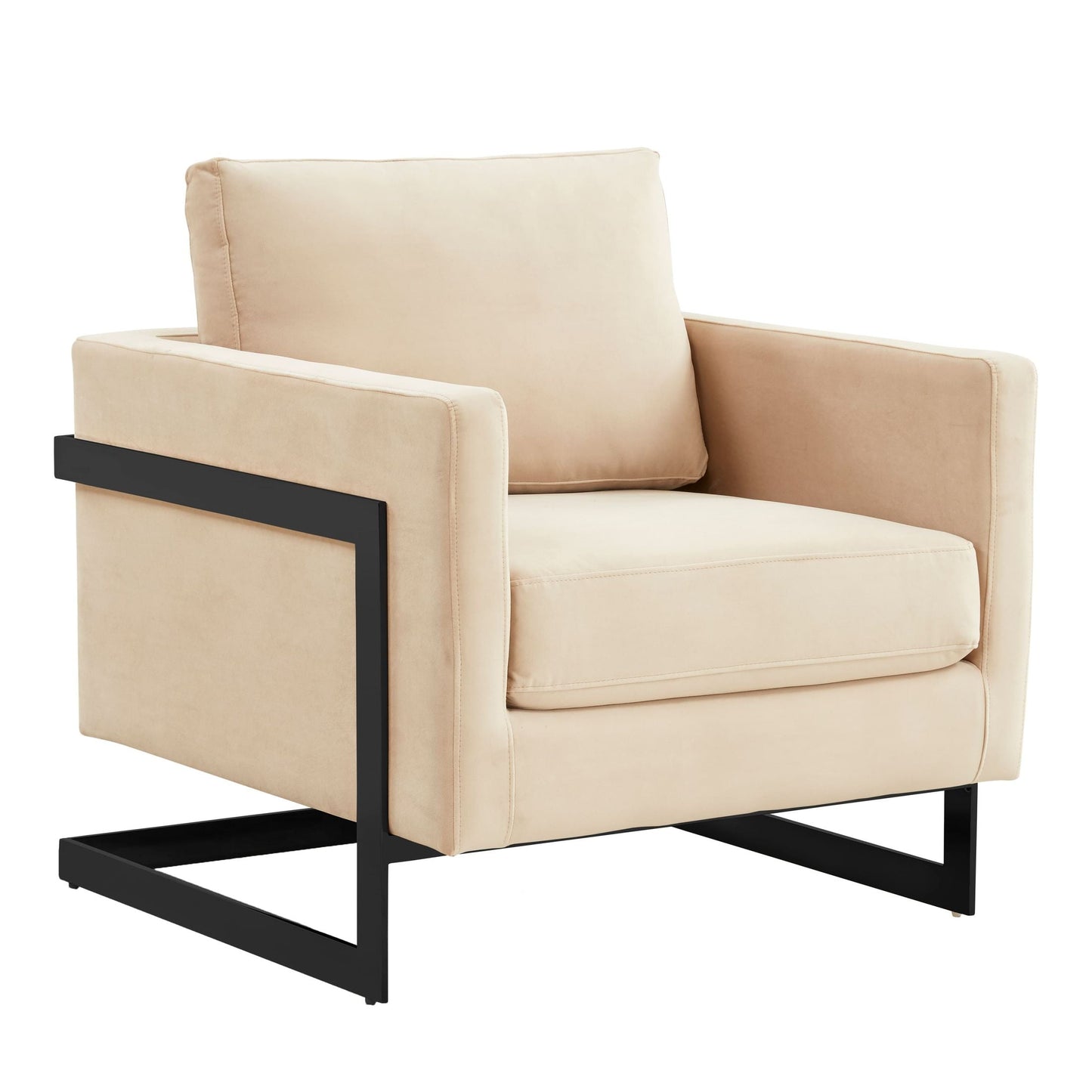 Lincoln Modern Upholstered Accent Armchair With Gold/Black Metal Frame