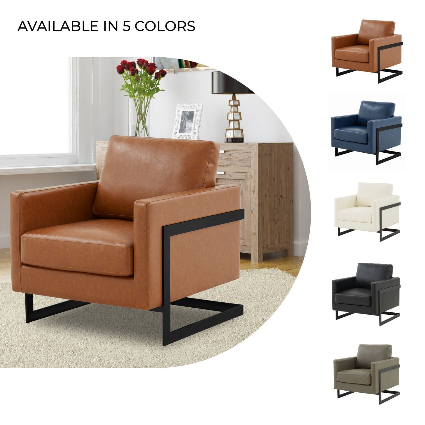 Lincoln Modern Upholstered Accent Armchair With Gold/Black Metal Frame