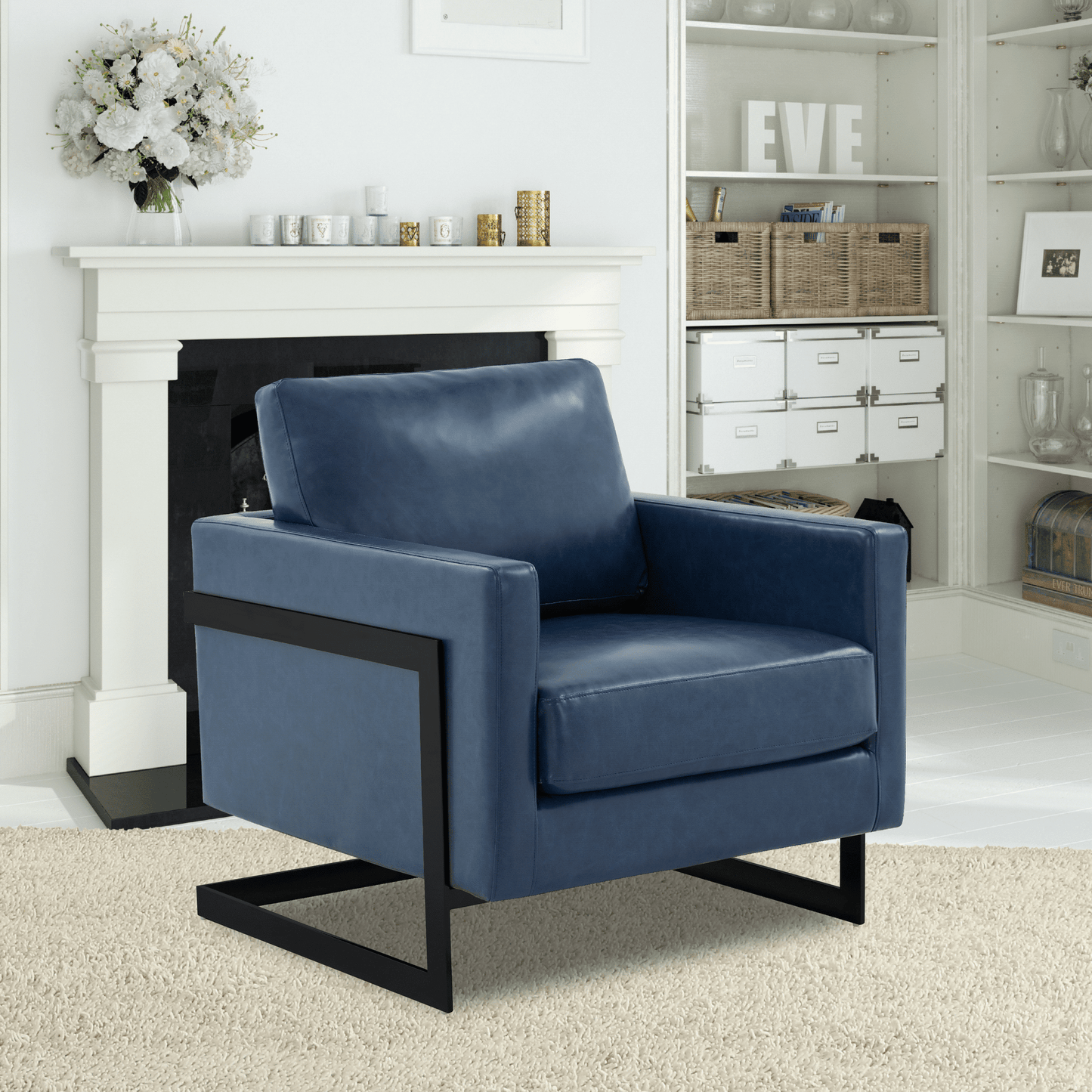 Lincoln Modern Upholstered Accent Armchair With Gold/Black Metal Frame