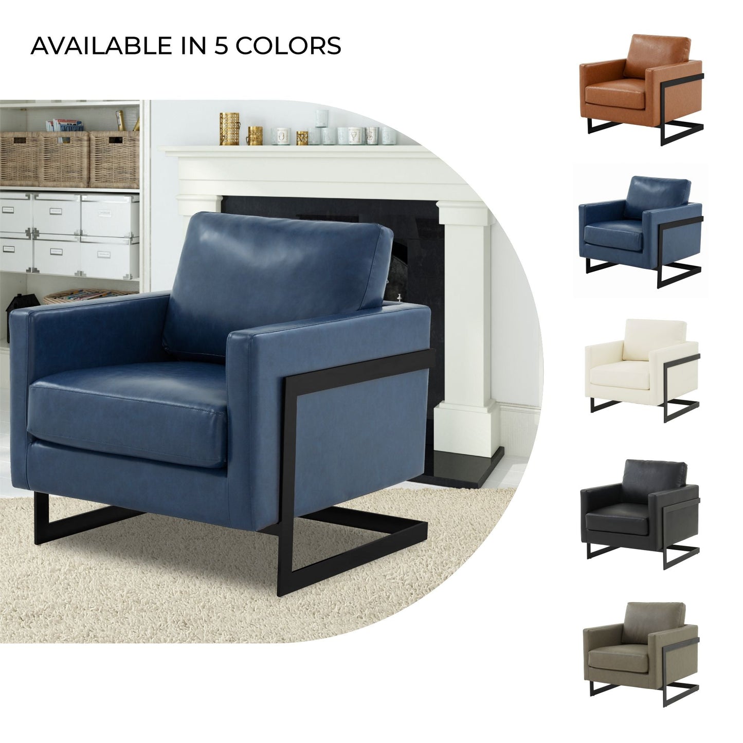 Lincoln Modern Upholstered Accent Armchair With Gold/Black Metal Frame