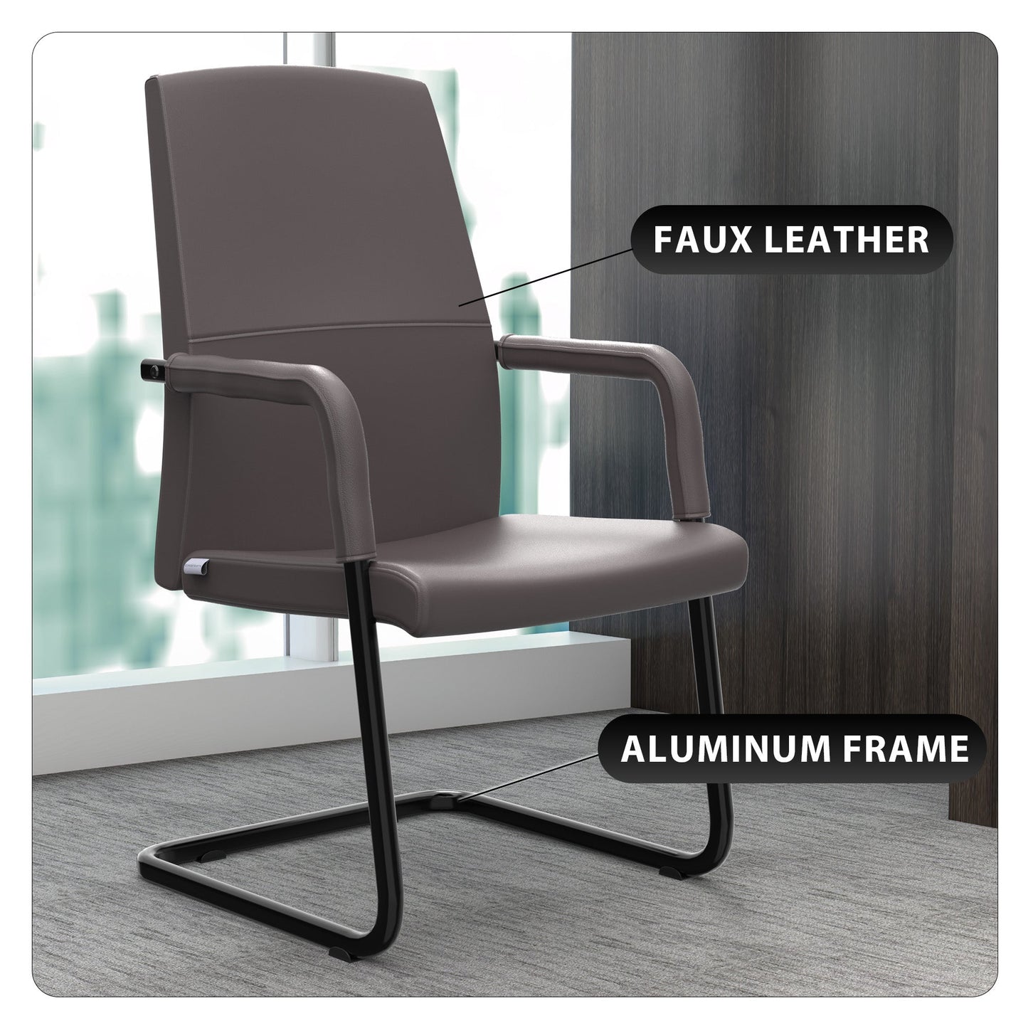 Evander Leather Office Chair With Aluminum Frame
