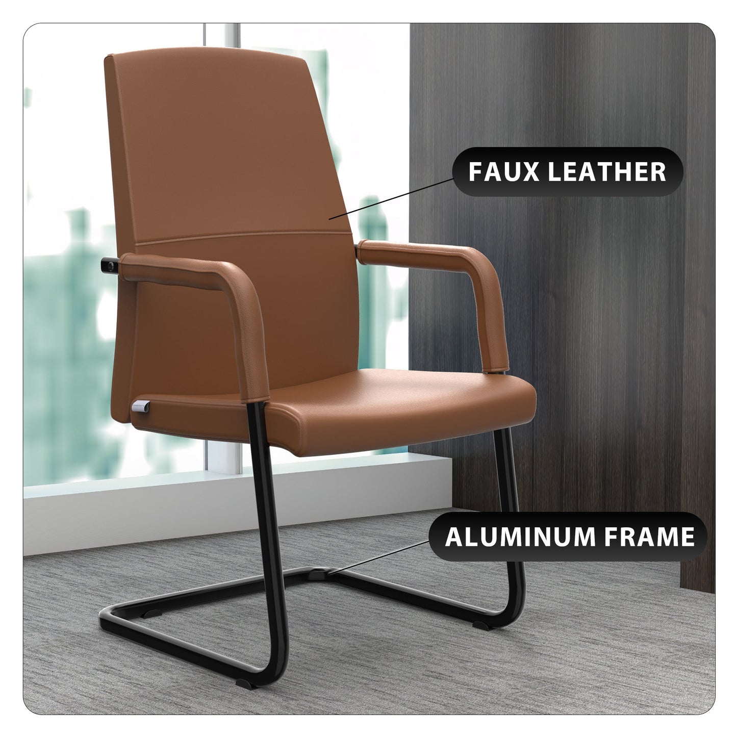 Evander Leather Office Chair With Aluminum Frame