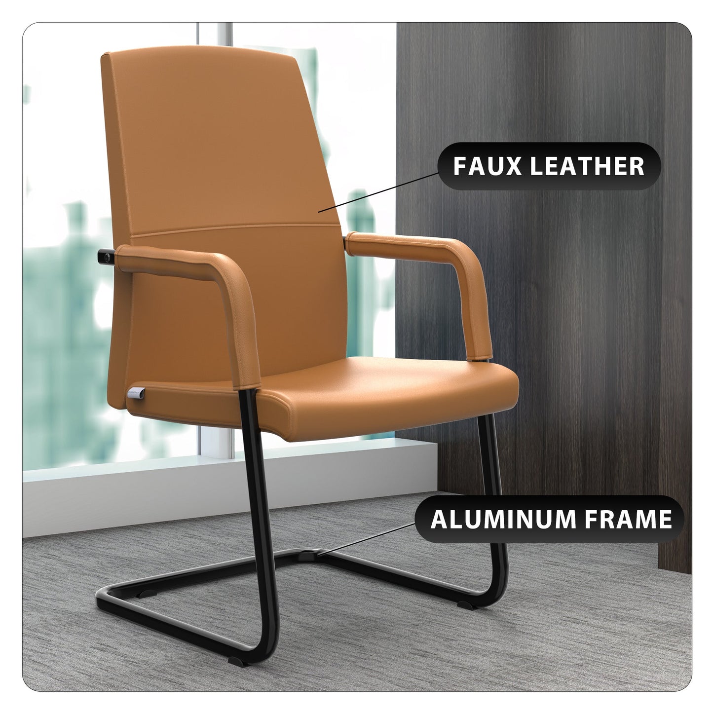 Evander Leather Office Chair With Aluminum Frame