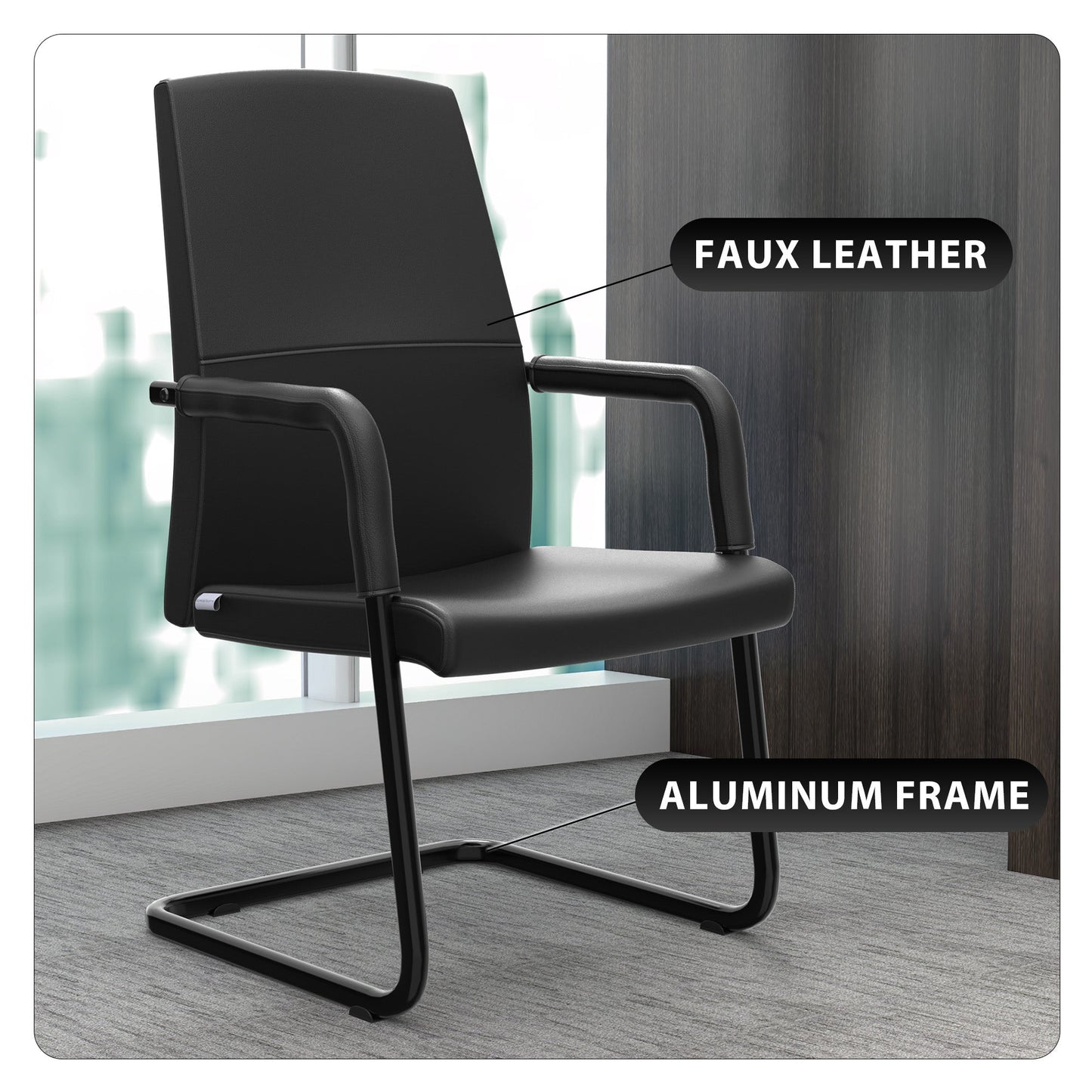 Evander Leather Office Chair With Aluminum Frame