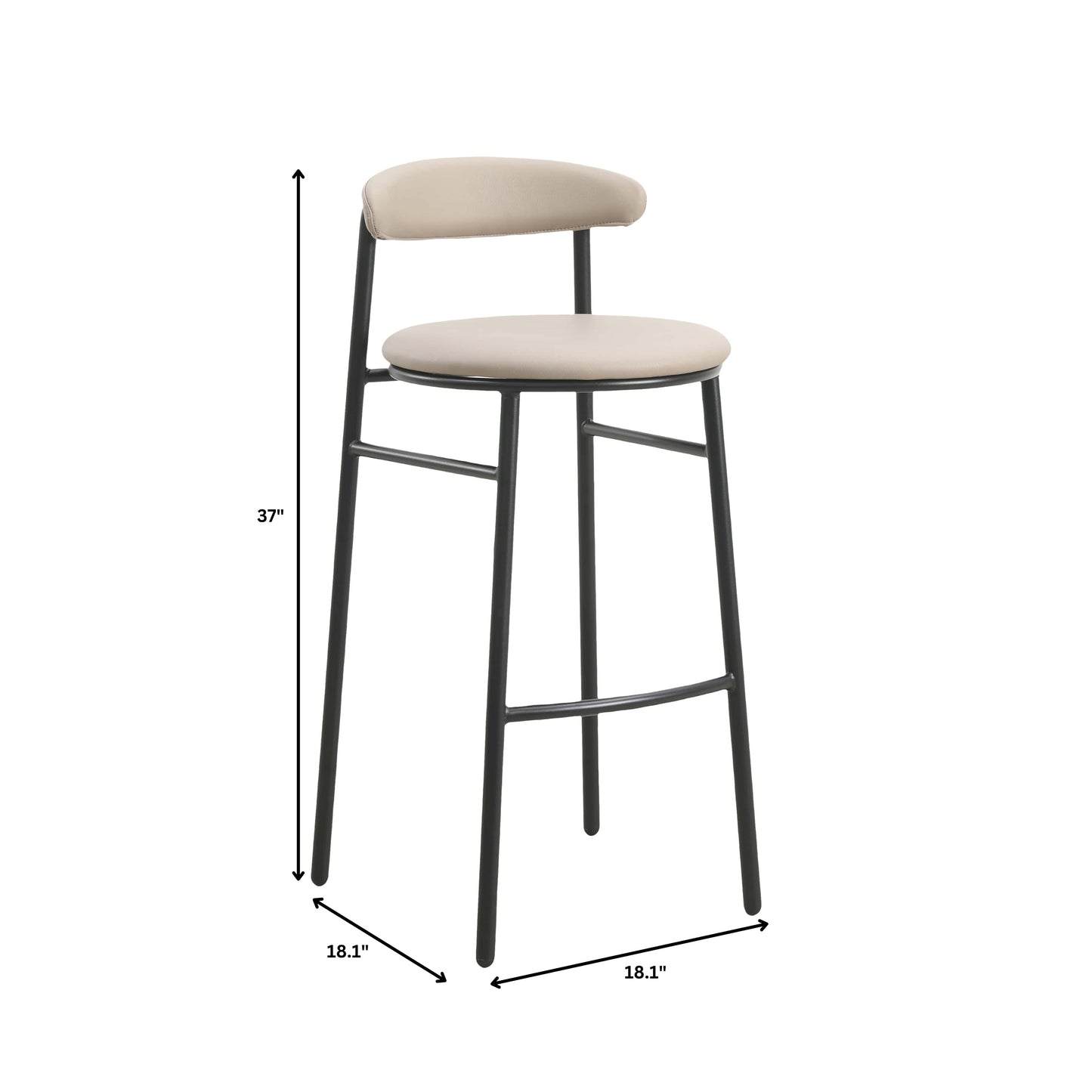 Lume Series Modern Bar Stool Upholstered in Leather Set 2