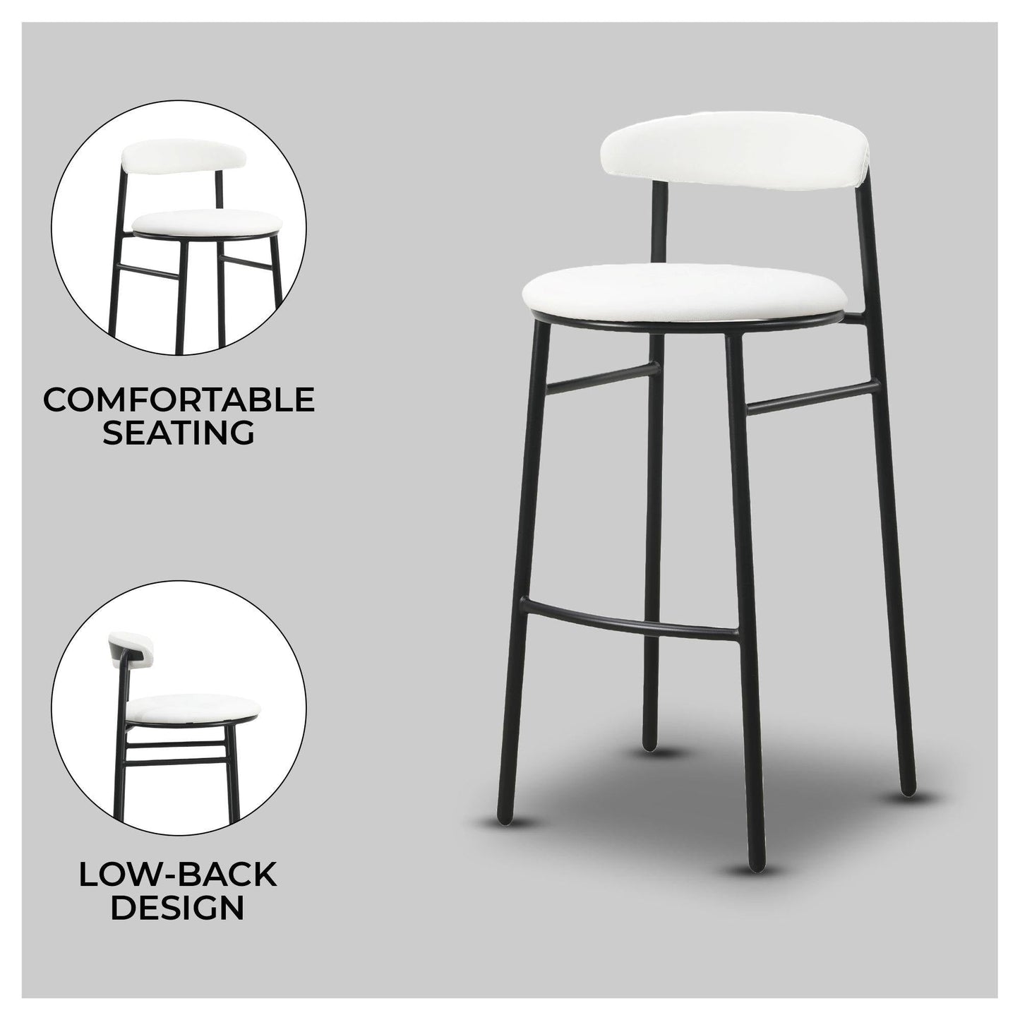 Lume Series Modern Bar Stool Upholstered in Leather Set 2