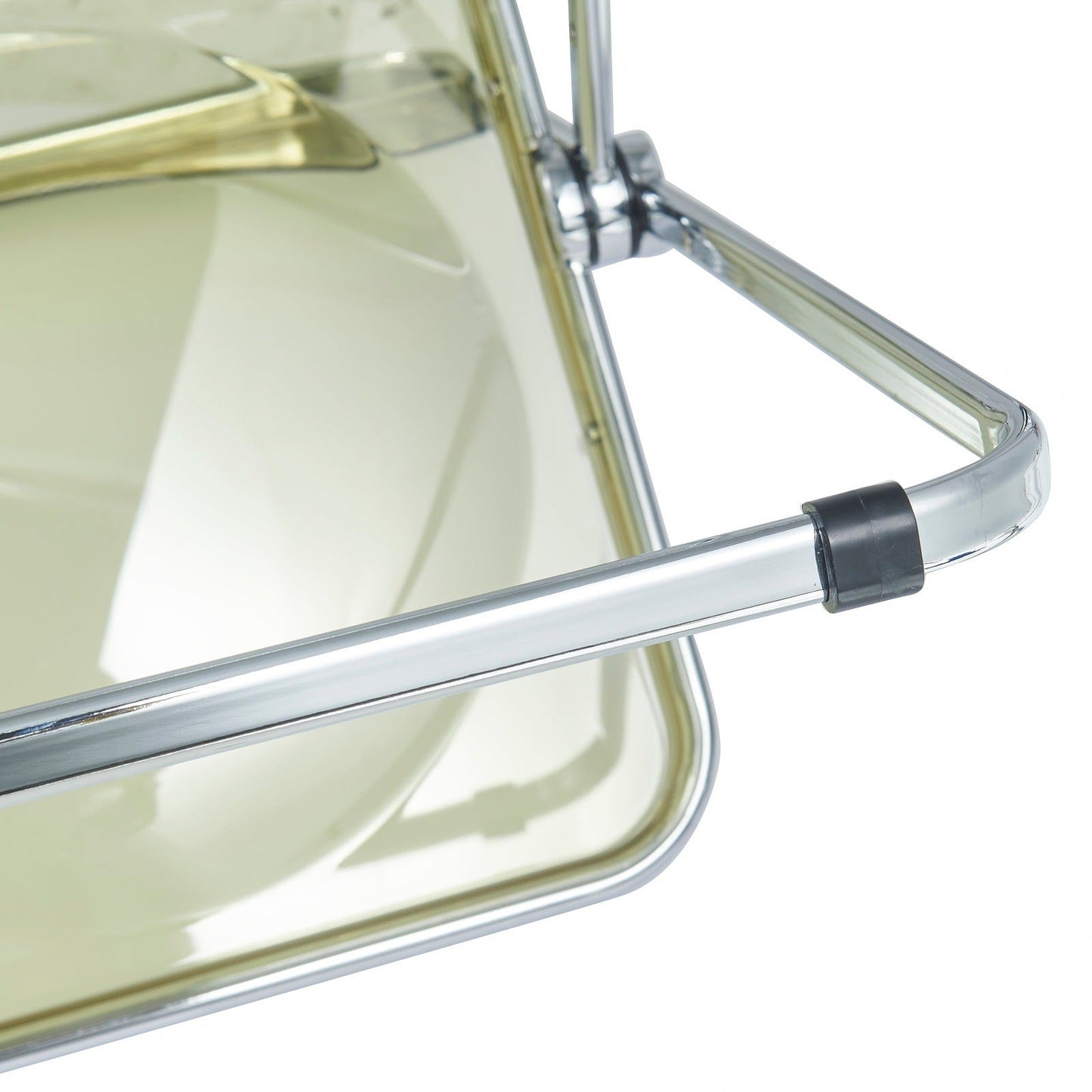 Lawrence 5-Piece Dining Set with Folding Acrylic Chairs & Round Geometric Table