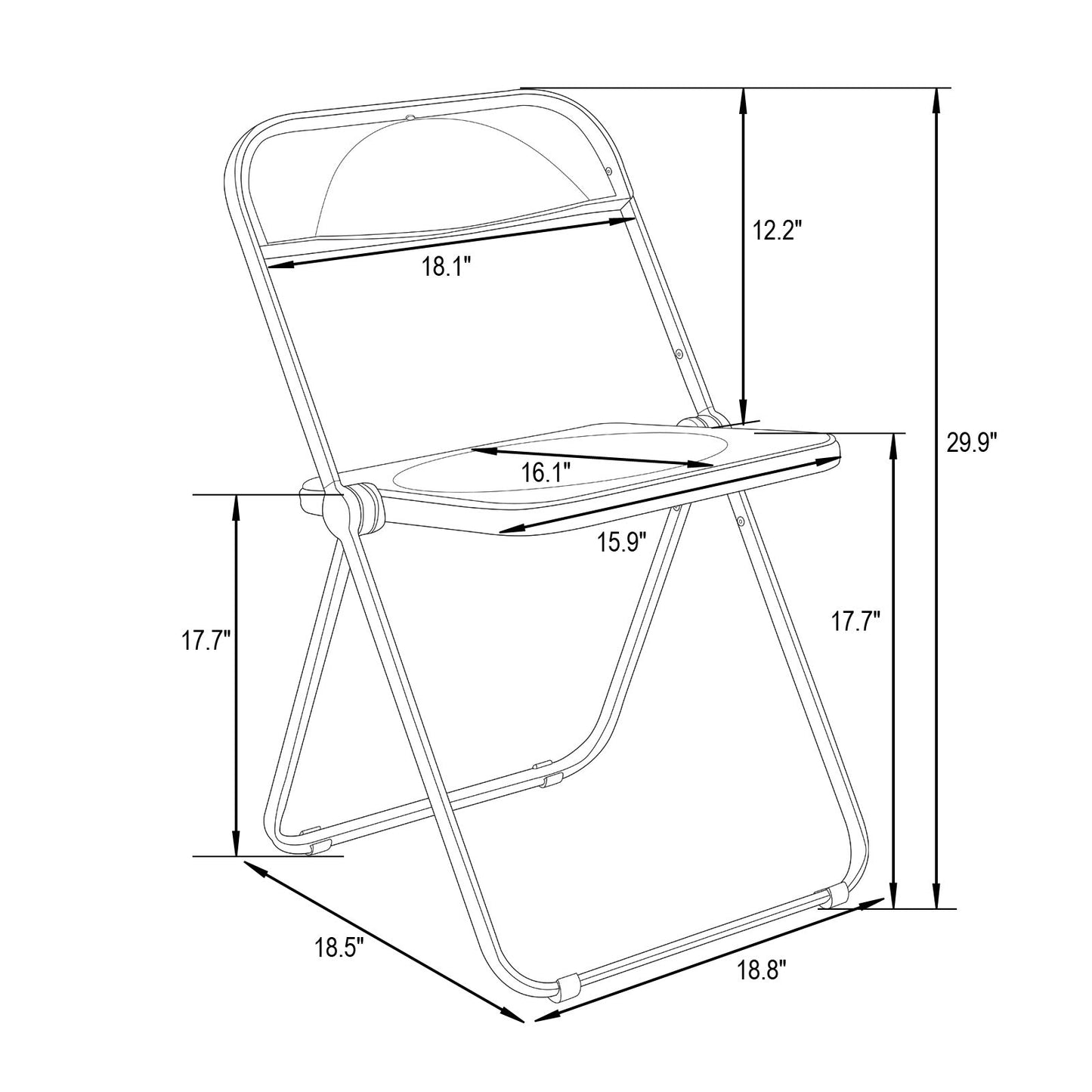 Lawrence 5-Piece Dining Set with Folding Acrylic Chairs & Round Geometric Table