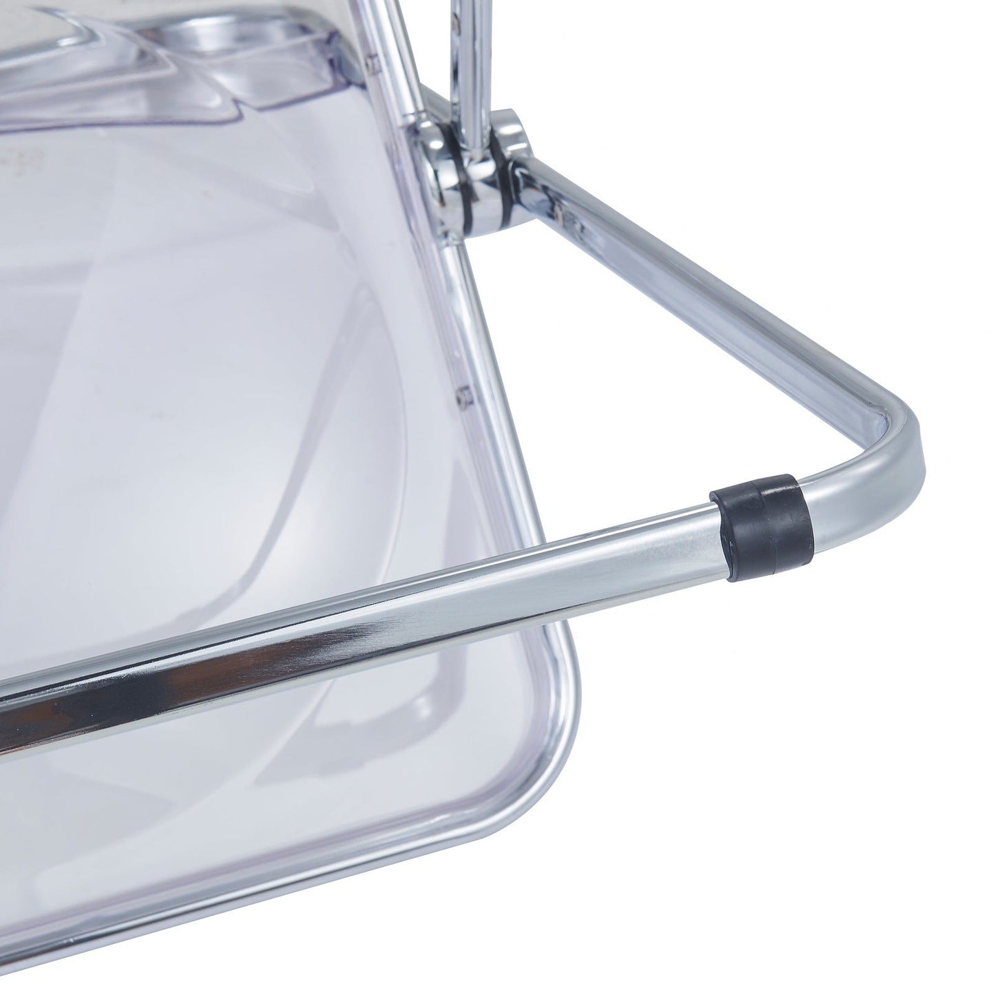 Lawrence 5-Piece Dining Set with Folding Acrylic Chairs & Round Geometric Table