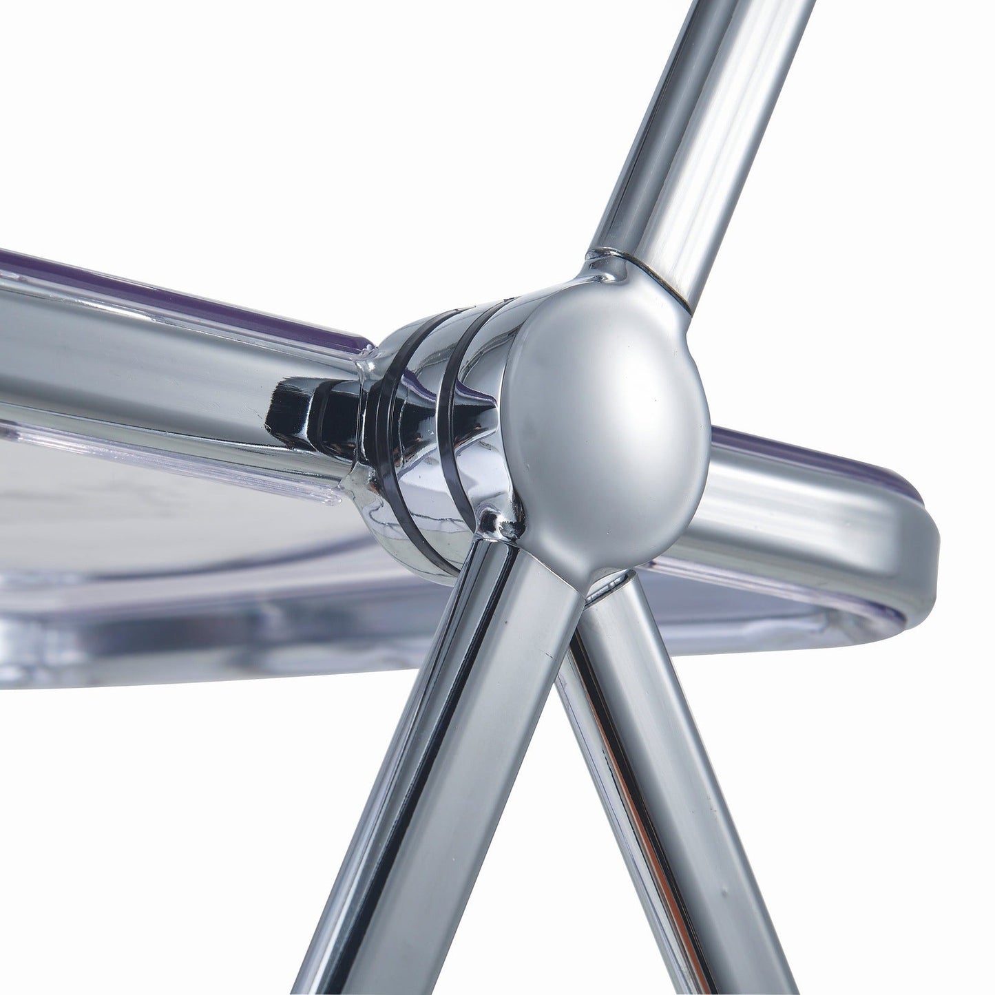 Lawrence 5-Piece Dining Set with Folding Acrylic Chairs & Round Geometric Table