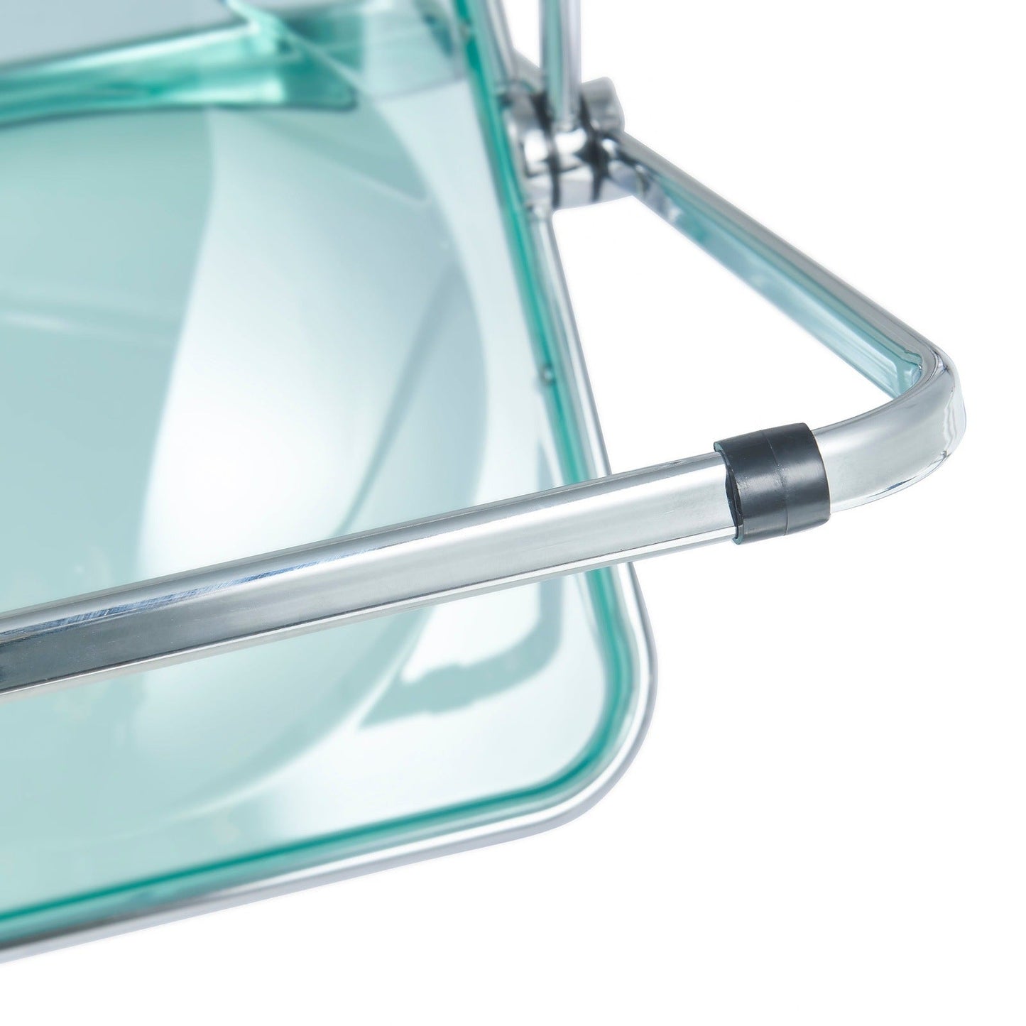 Lawrence 5-Piece Dining Set with Folding Acrylic Chairs & Round Geometric Table