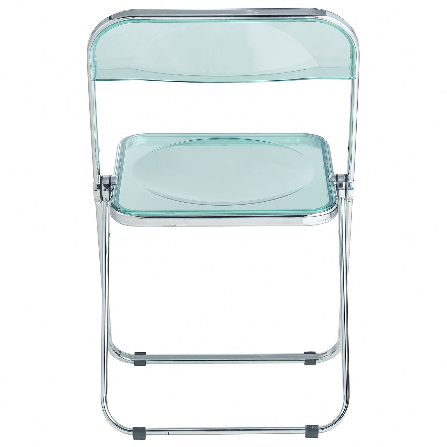 Lawrence 5-Piece Dining Set with Folding Acrylic Chairs & Round Geometric Table