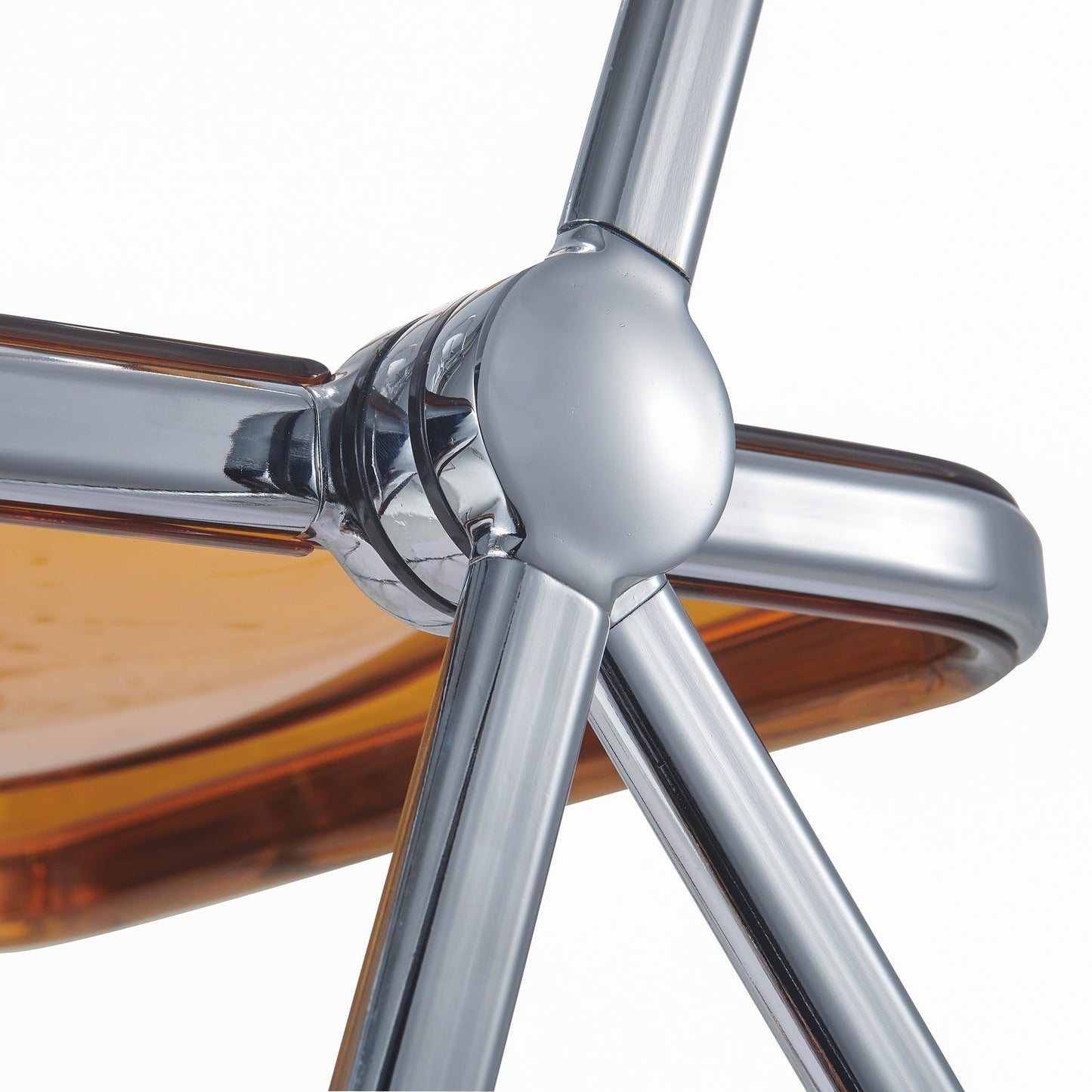 Lawrence 5-Piece Dining Set with Folding Acrylic Chairs & Round Geometric Table