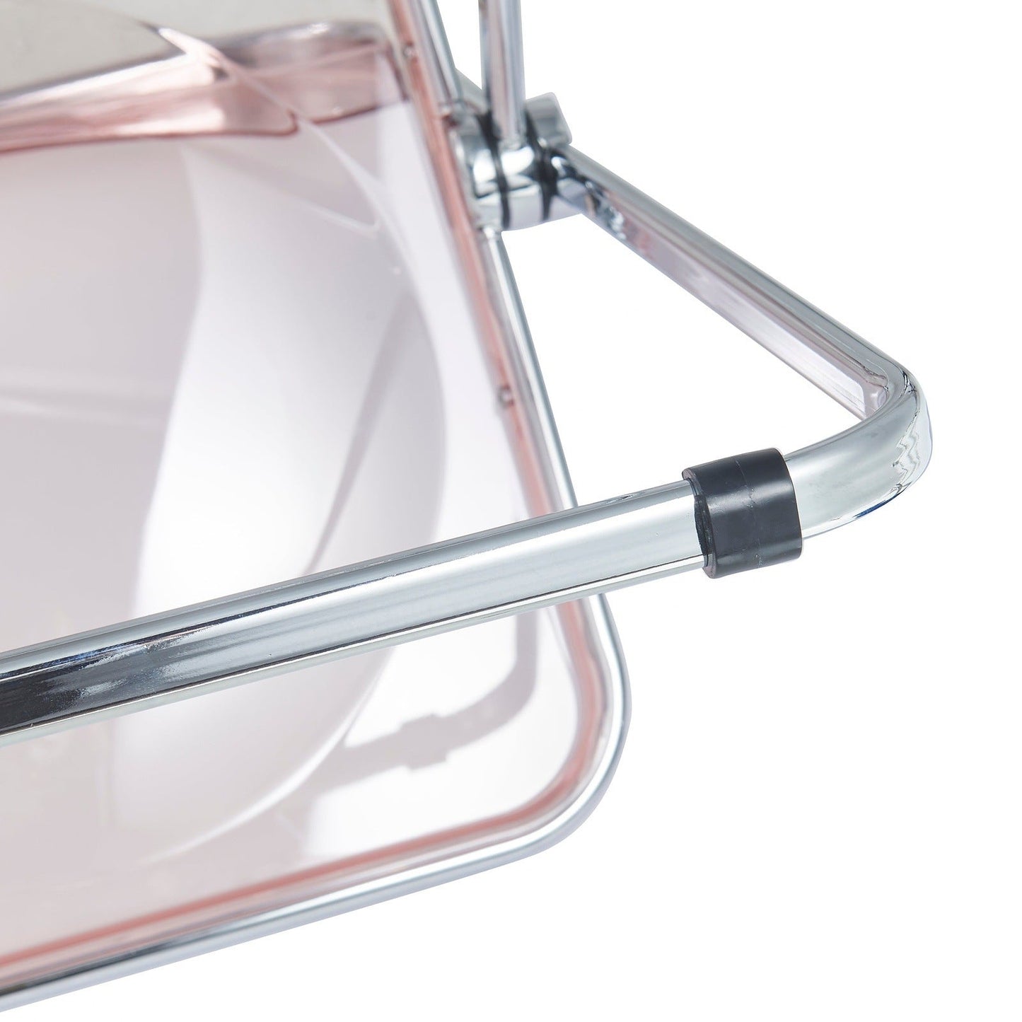 Lawrence 5-Piece Dining Set with Folding Acrylic Chairs & Round Geometric Table