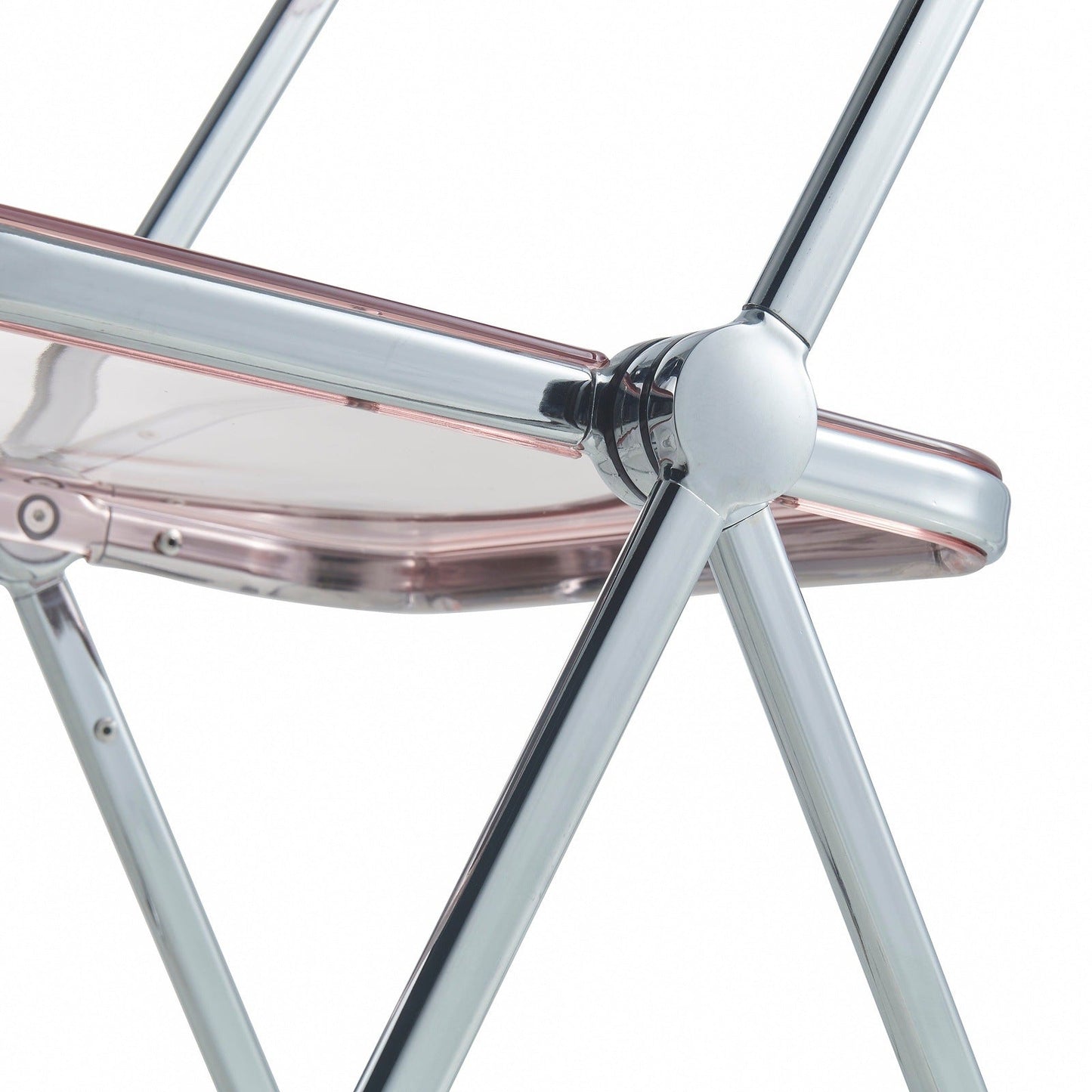 Lawrence 5-Piece Dining Set with Folding Acrylic Chairs & Round Geometric Table