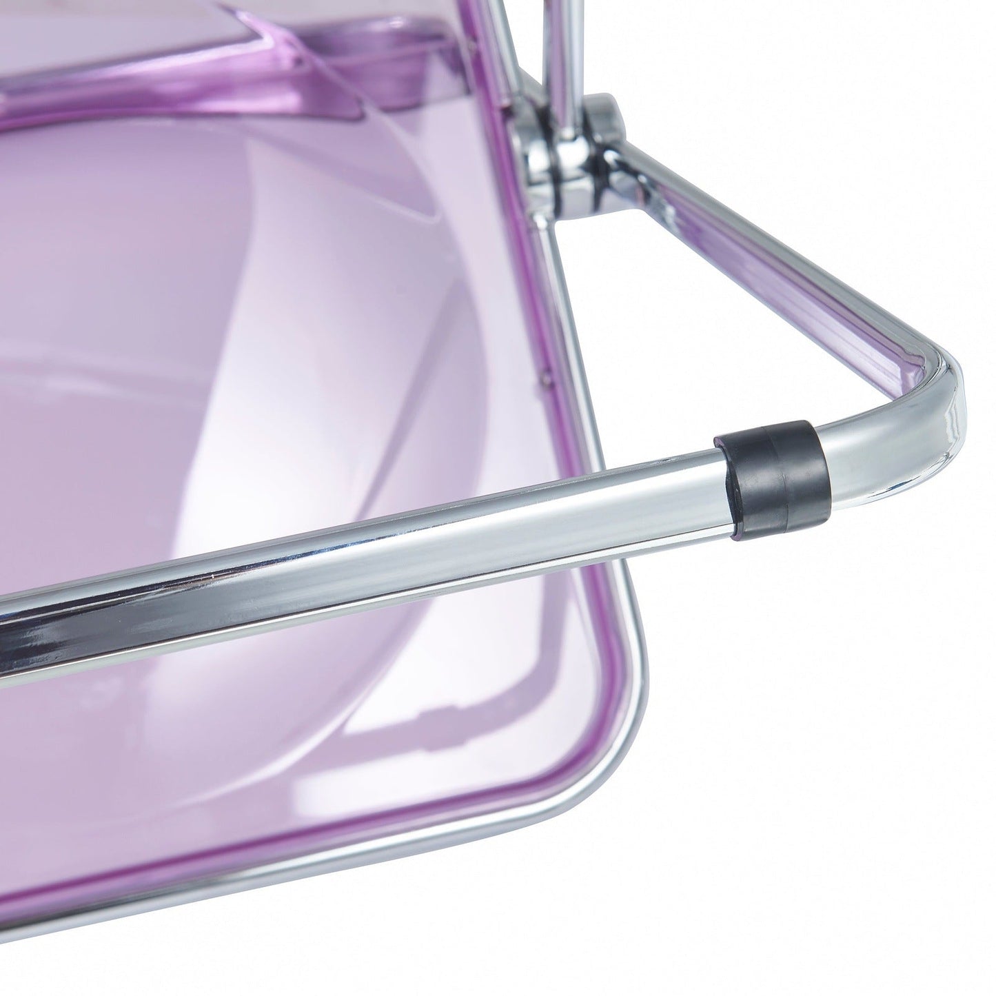 Lawrence 5-Piece Dining Set with Folding Acrylic Chairs & Round Geometric Table