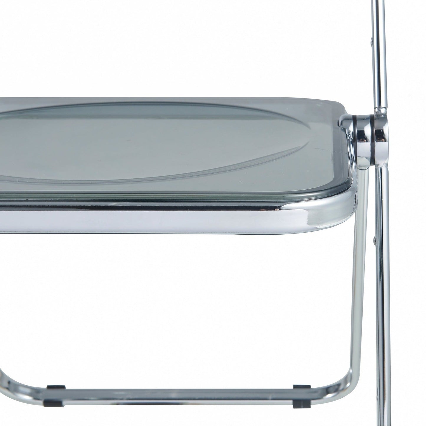 Lawrence 5-Piece Dining Set with Folding Acrylic Chairs & Round Geometric Table