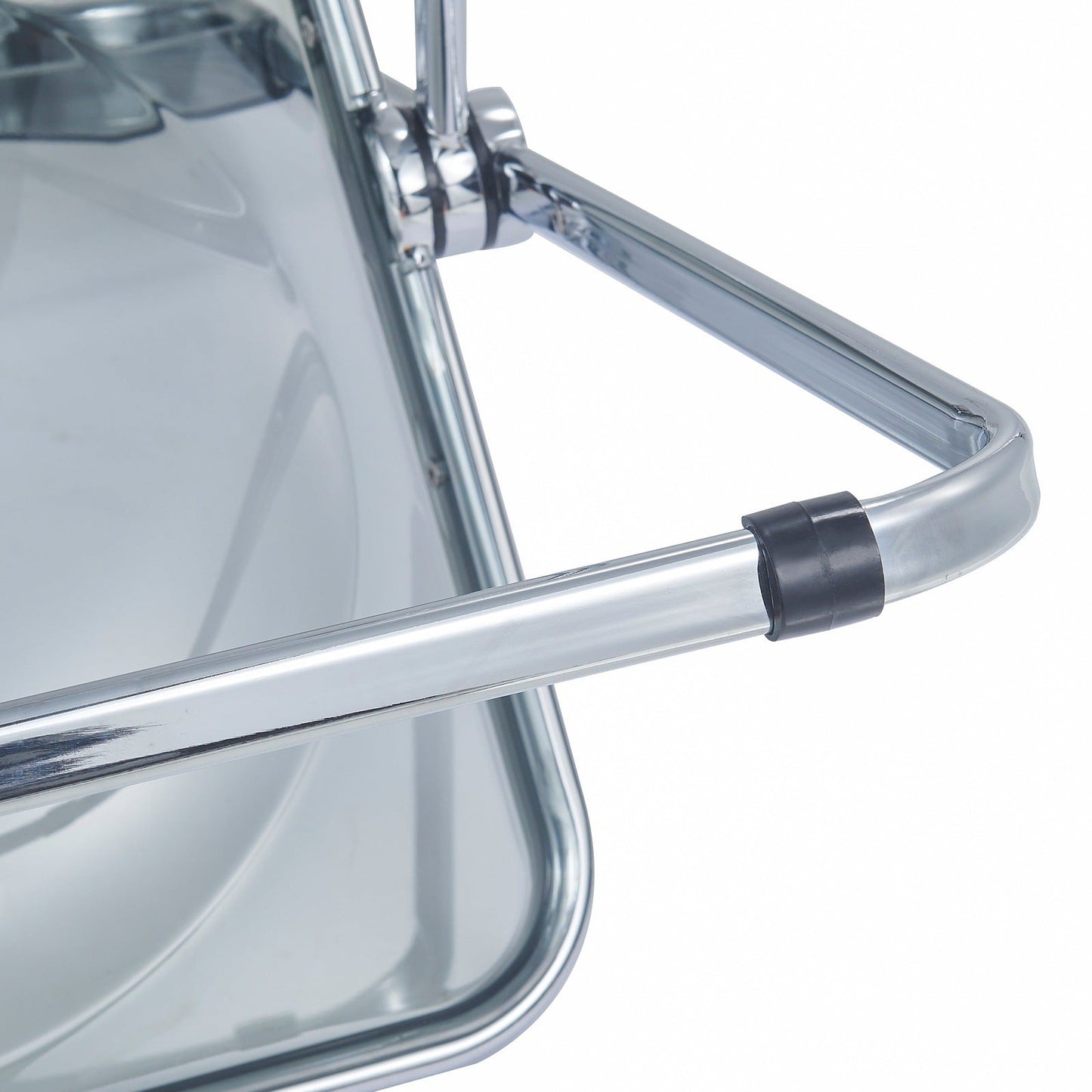 Lawrence 5-Piece Dining Set with Folding Acrylic Chairs & Round Geometric Table