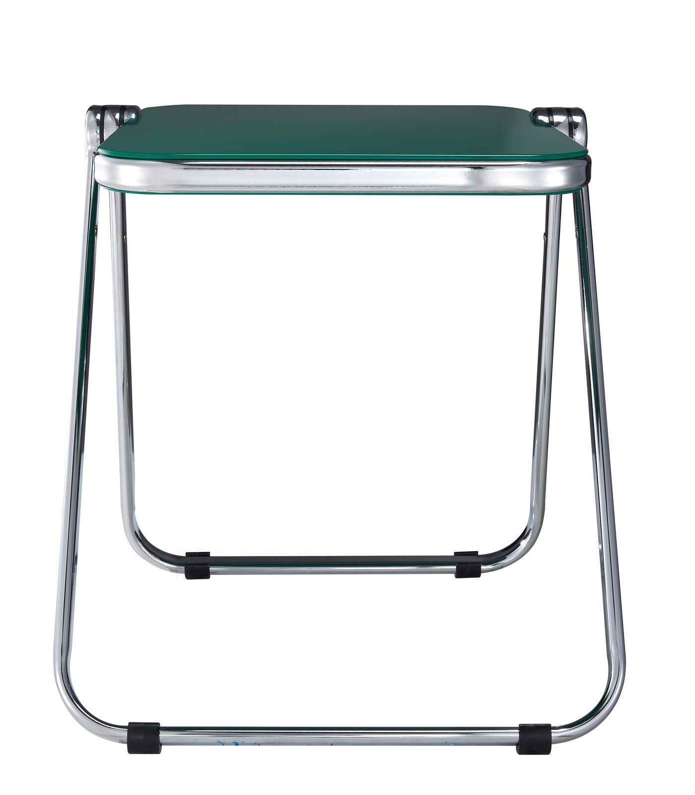 Lawrence Square Folding Side Table with Plastic Tabletop in Chrome Aluminum Frame