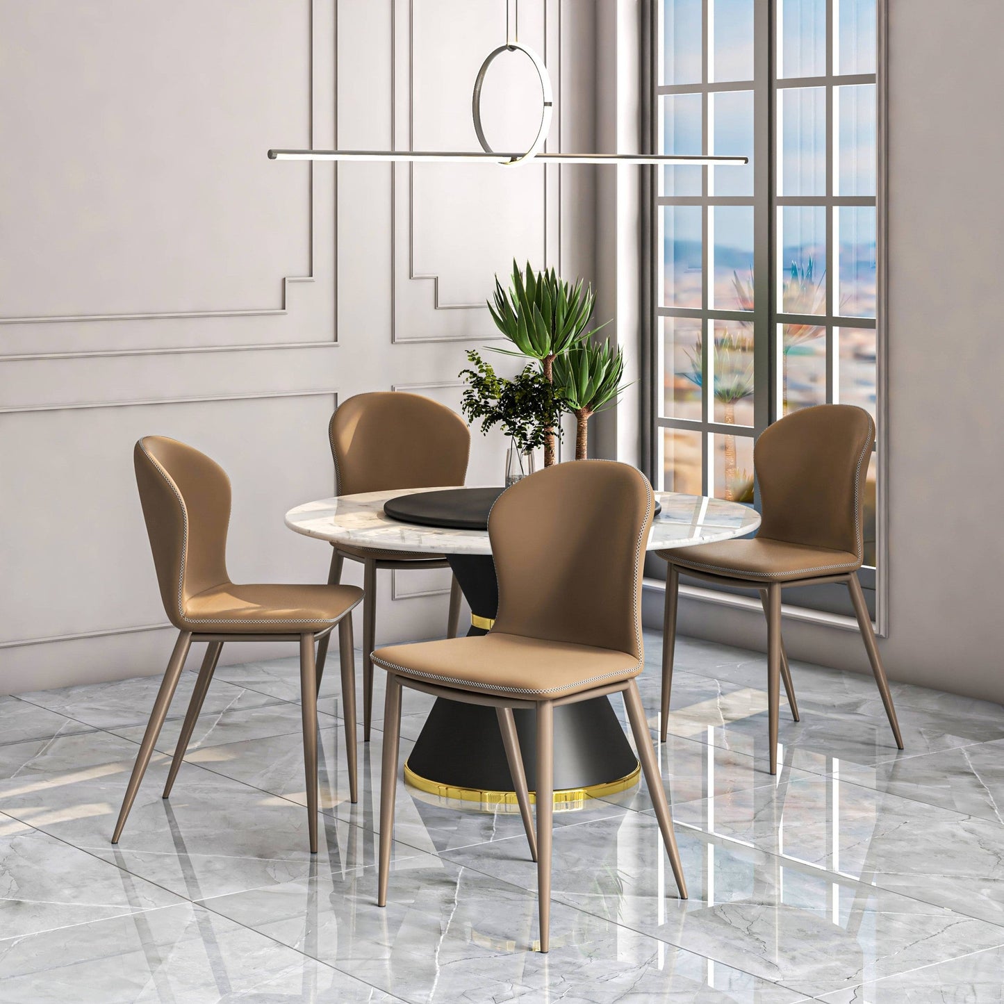 Mosaic Modern Accent Upholstered Dining Chair With Metal Legs Set of 4