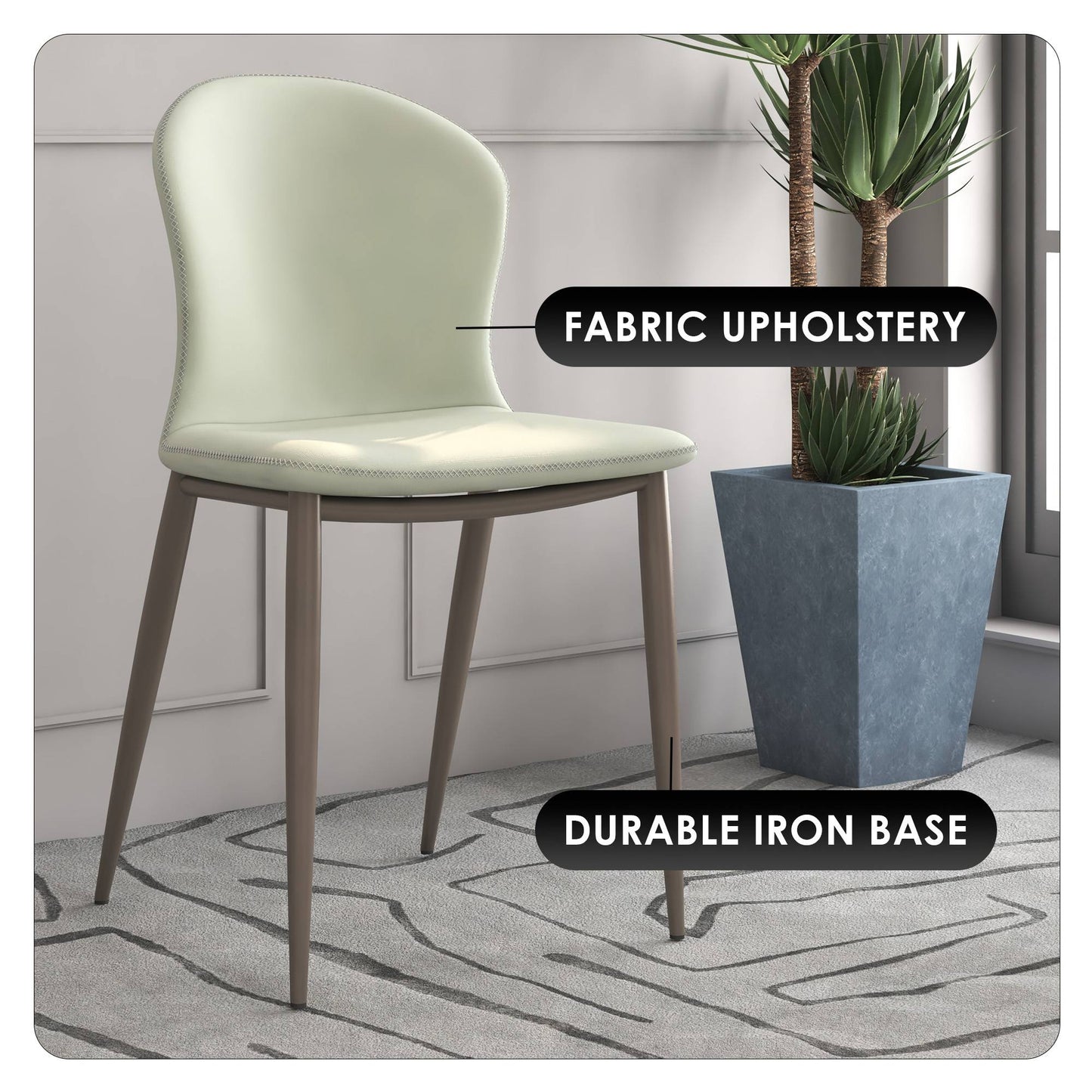 Mosaic Modern Accent Upholstered Dining Chair With Metal Legs Set of 4