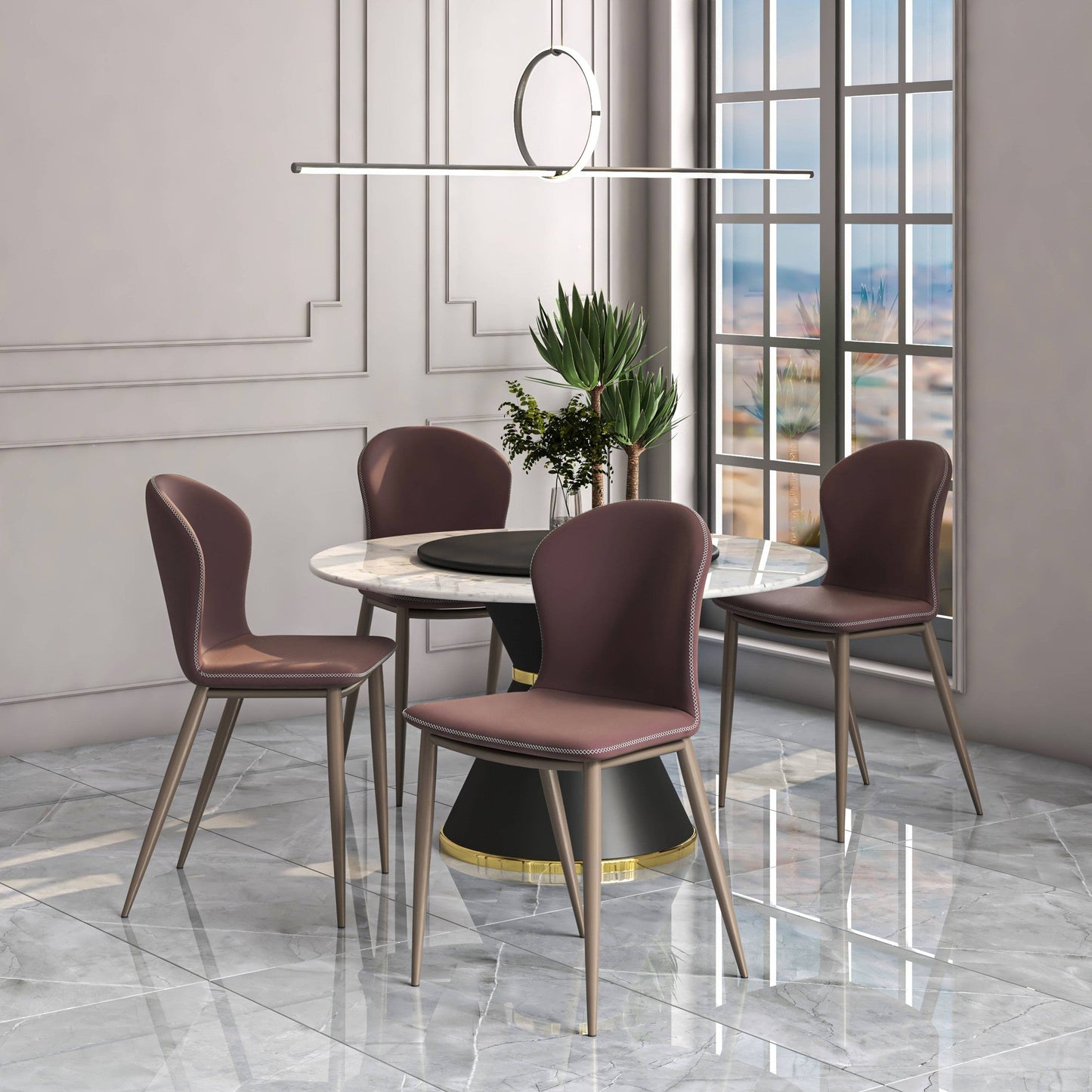 Mosaic Modern Accent Upholstered Dining Chair With Metal Legs Set of 4