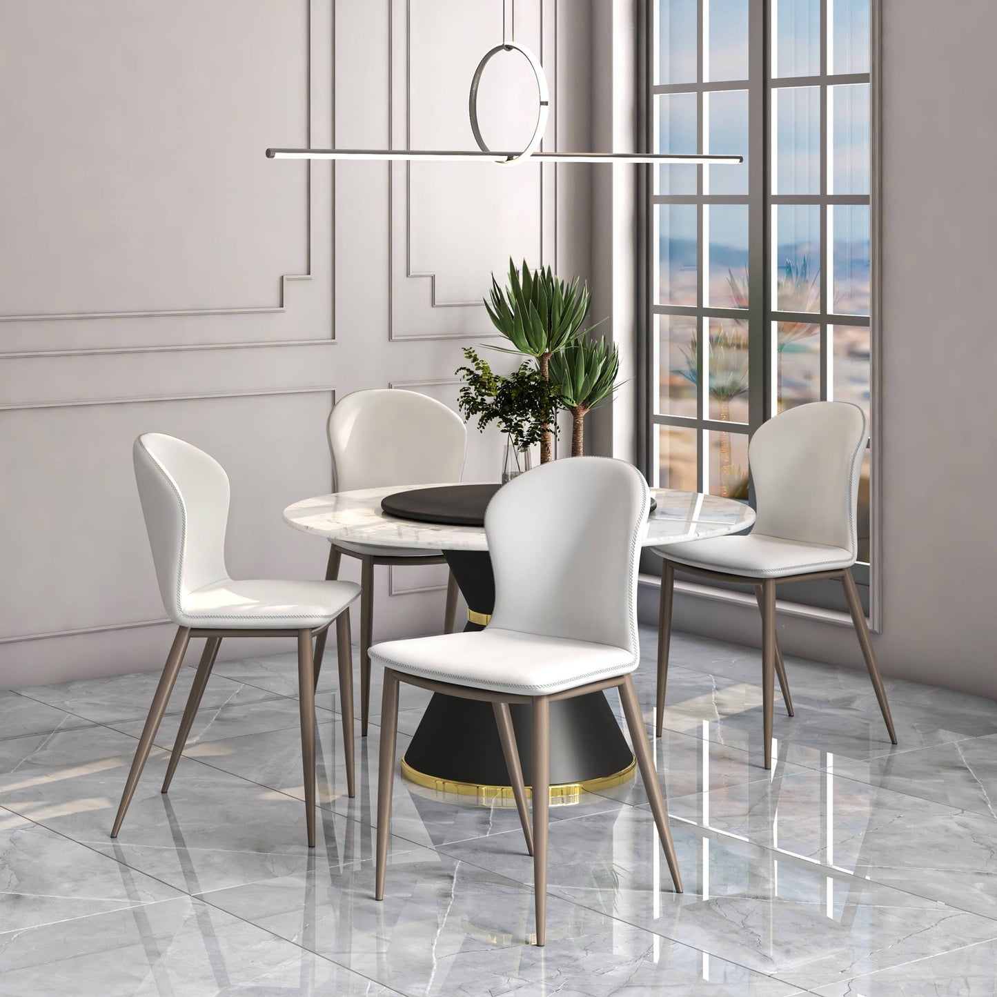Mosaic Modern Accent Upholstered Dining Chair With Metal Legs Set of 4
