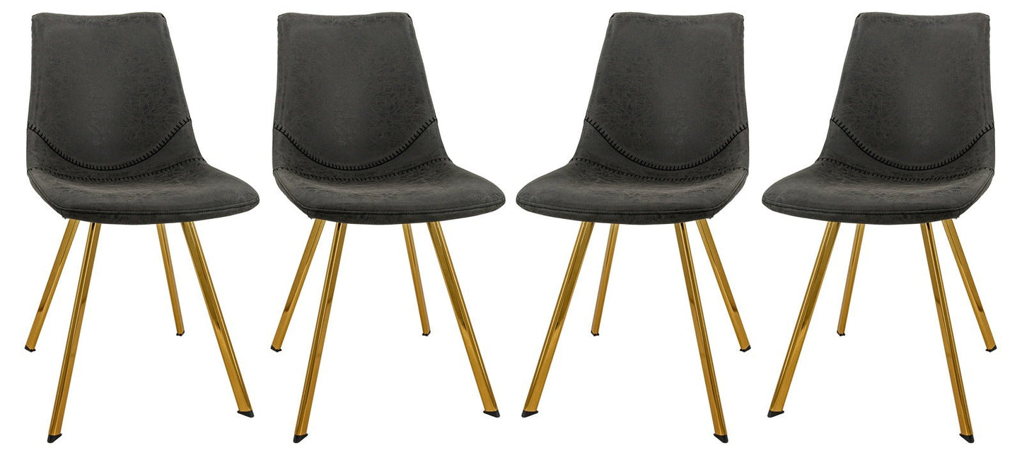 Markley Modern Leather Dining Chair With Gold Legs Set of 4