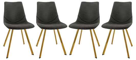 Markley Modern Leather Dining Chair With Gold Legs Set of 4