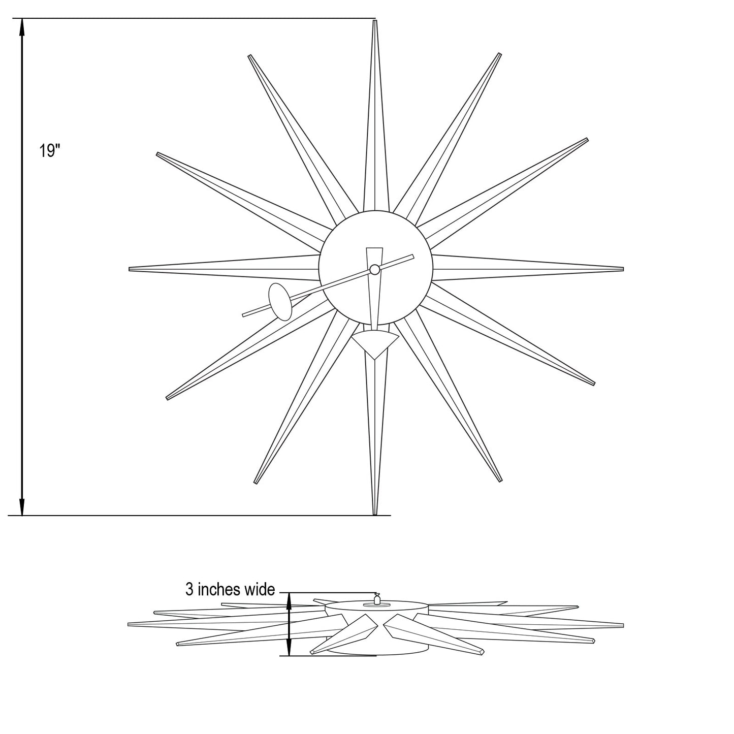 Maxi Modern Design Metal Star Silent Non-Ticking Wall Clock