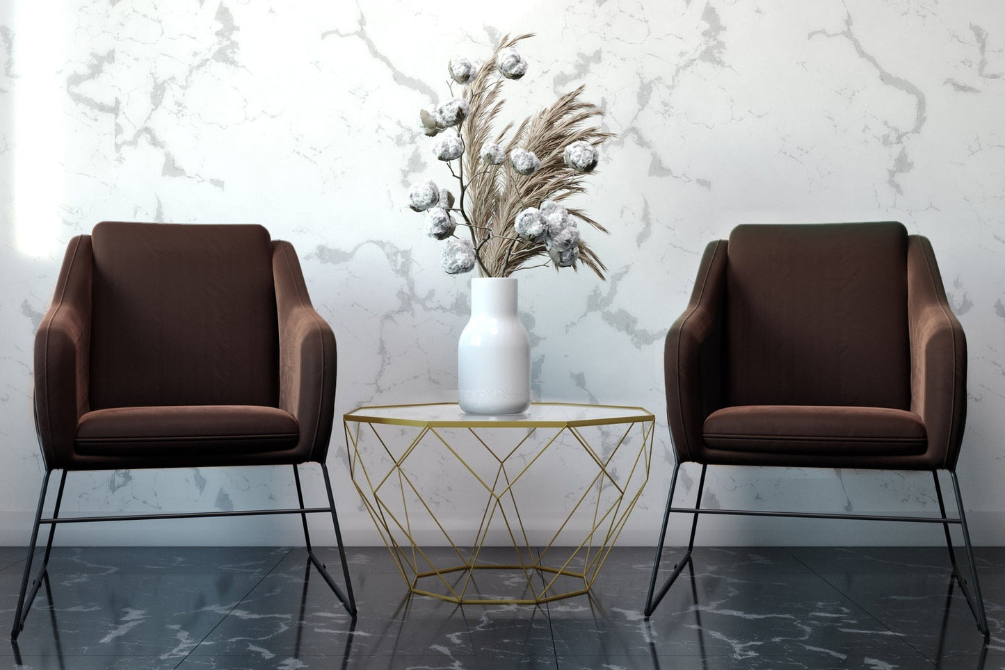 Malibu Octagon Glass Tabletop Coffee Table / End Table With Gold Metal Base