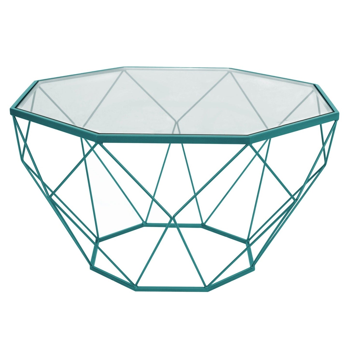 Malibu Modern Octagon Glass Top Coffee Table With Gold Metal Base