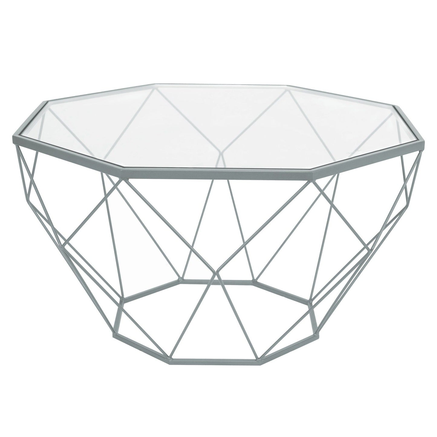 Malibu Modern Octagon Glass Top Coffee Table With Gold Metal Base
