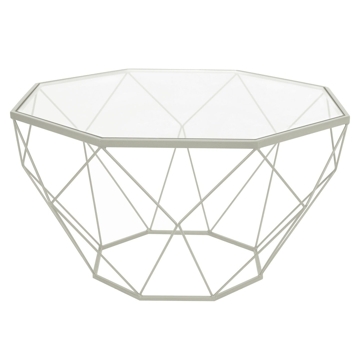 Malibu Modern Octagon Glass Top Coffee Table With Gold Metal Base
