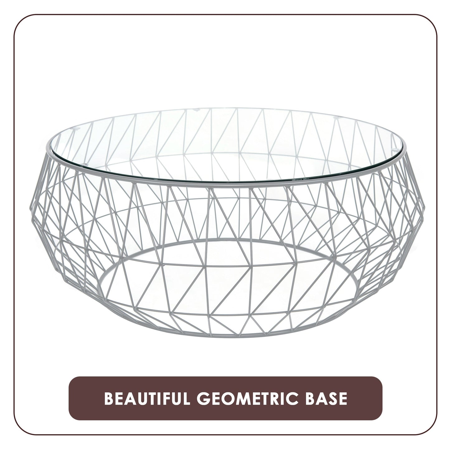 Malibu Modern Round Glass Top Coffee Table With Chrome Base