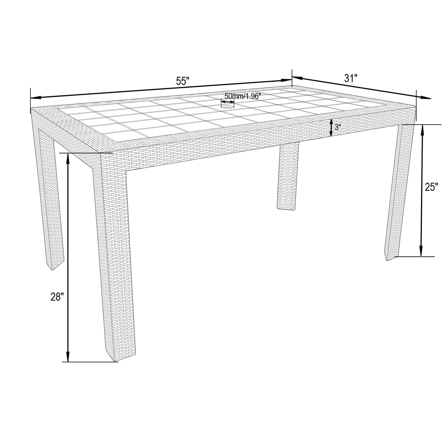 Mace Weave Design Outdoor Dining Table