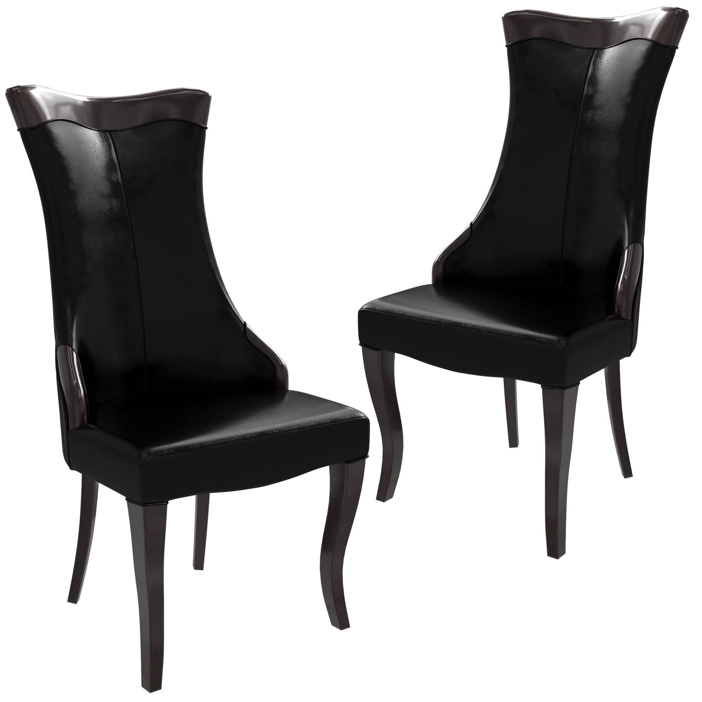 Novara Modern Dining Side Chair Upholstered in Leather/Velvet with Rubberwood Legs Set of 2