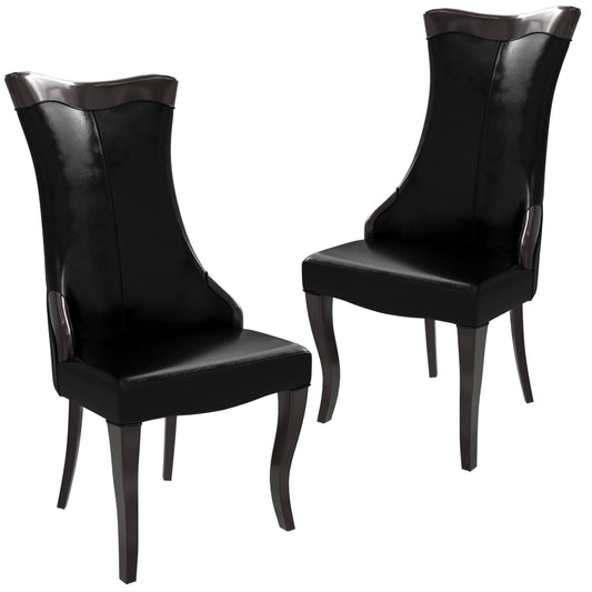 Novara Modern Dining Side Chair Upholstered in Leather/Velvet with Rubberwood Legs Set of 2