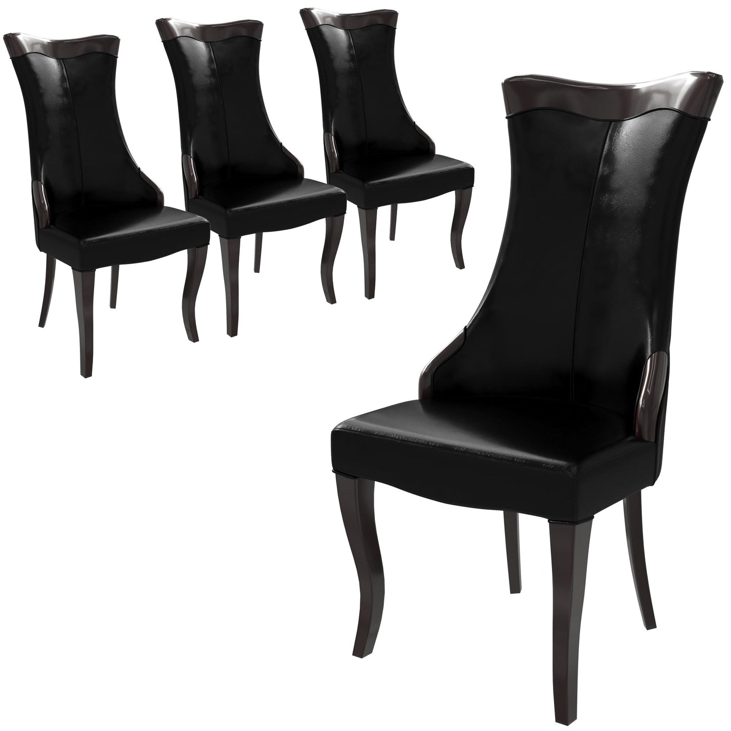 Novara Modern Dining Side Chair Upholstered in Leather/Velvet with Rubberwood Legs Set of 4