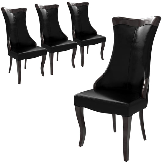 Novara Modern Dining Side Chair Upholstered in Leather/Velvet with Rubberwood Legs Set of 4