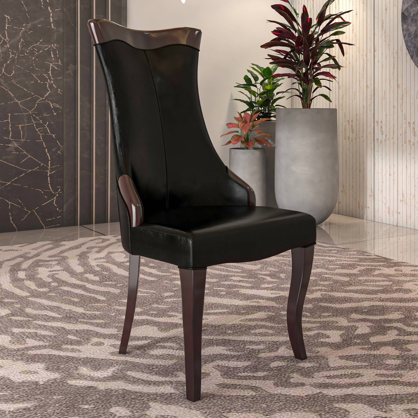 Novara Modern Dining Side Chair Upholstered in Leather/Velvet with Rubberwood Legs Set of 4