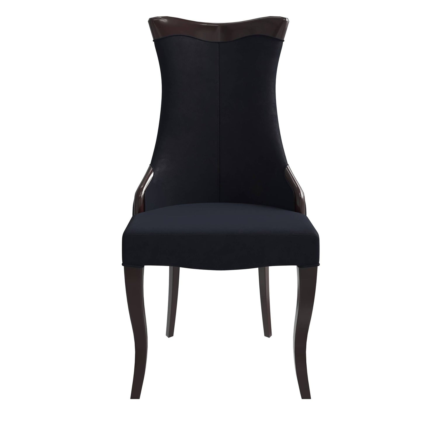 Novara Modern Dining Side Chair Upholstered in Leather/Velvet with Rubberwood Legs Set of 2