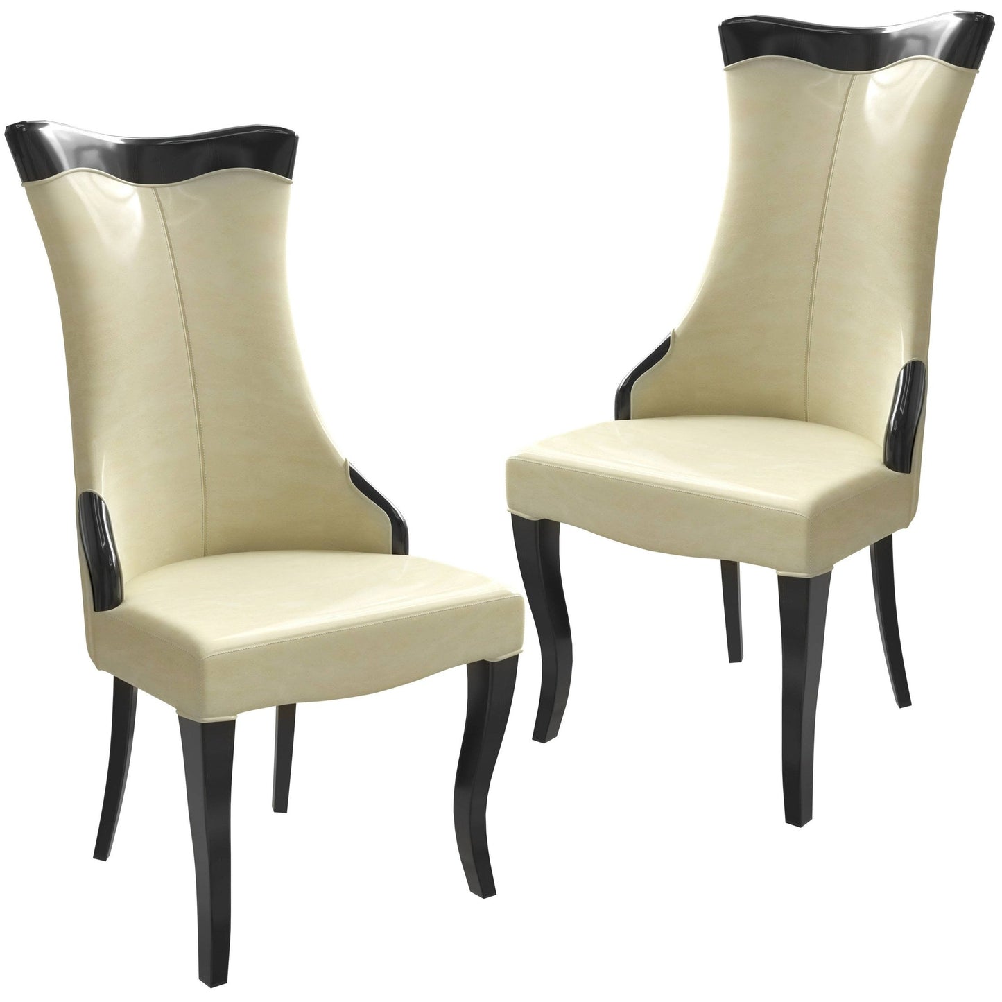 Novara Modern Dining Side Chair Upholstered in Leather/Velvet with Rubberwood Legs Set of 2