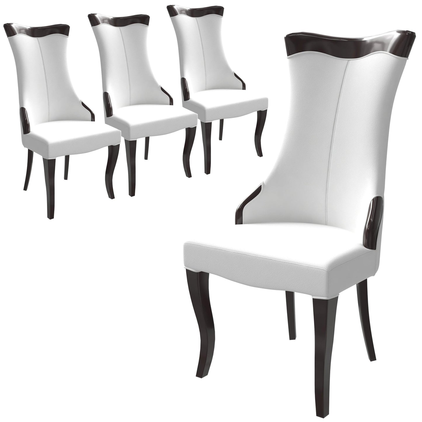 Novara Modern Dining Side Chair Upholstered in Leather/Velvet with Rubberwood Legs Set of 4
