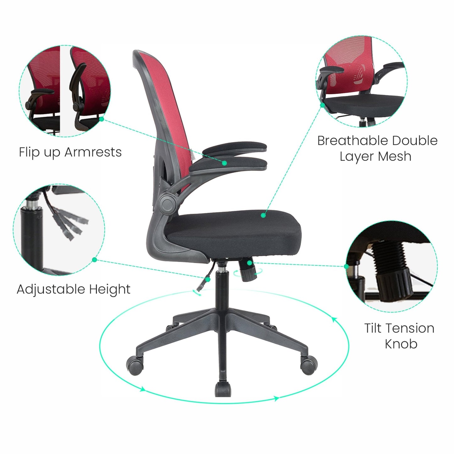 Newton Mesh Ergonomic Office Chair Adjustable Height with Flip Armrest